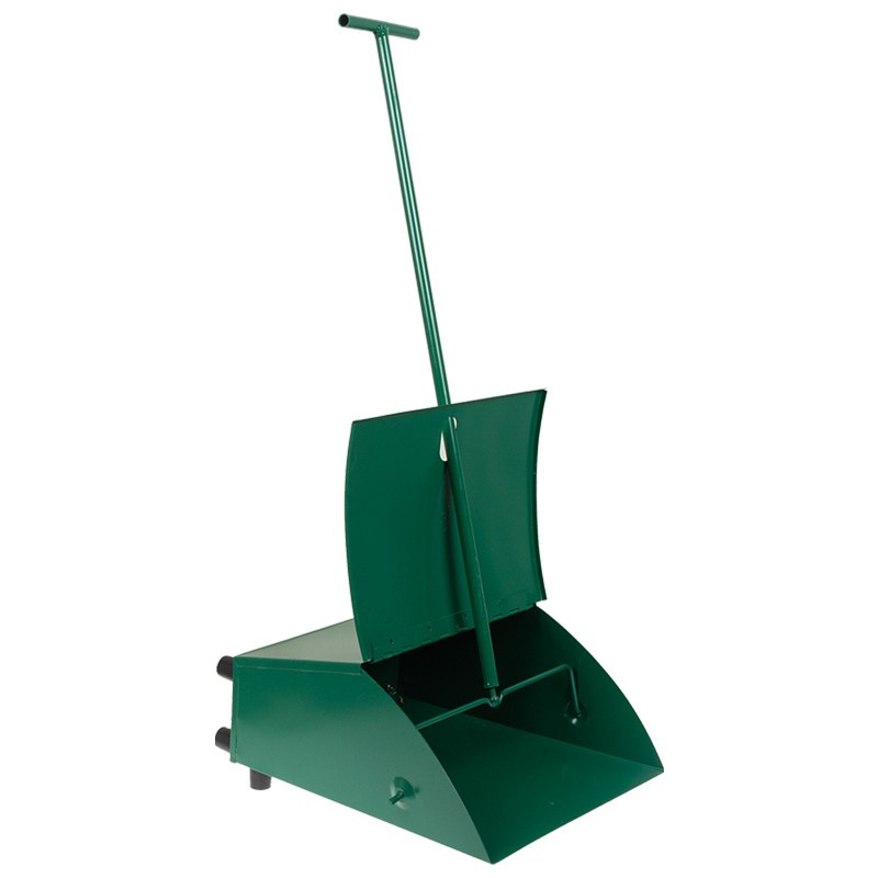 Совок с крышкой для уборки помещений или улицы зеленый с колёсиками