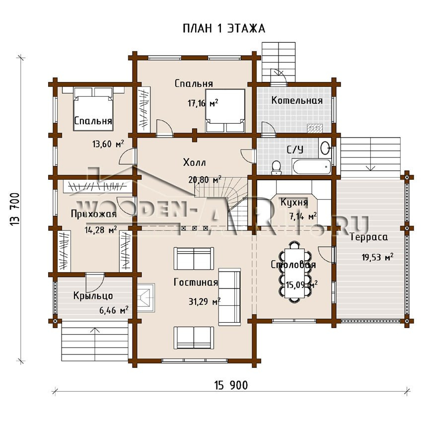 «Прохорово» 299 кв. м. Проекты деревянных домов