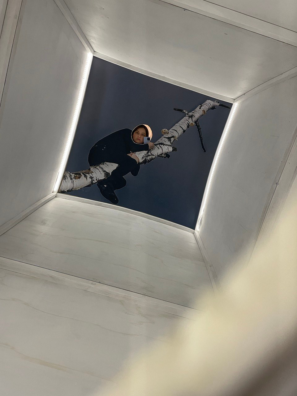 Olga Mikhalchuk, artist, with her installation Camera 0. Ольга Михальчук, художница и фотограф