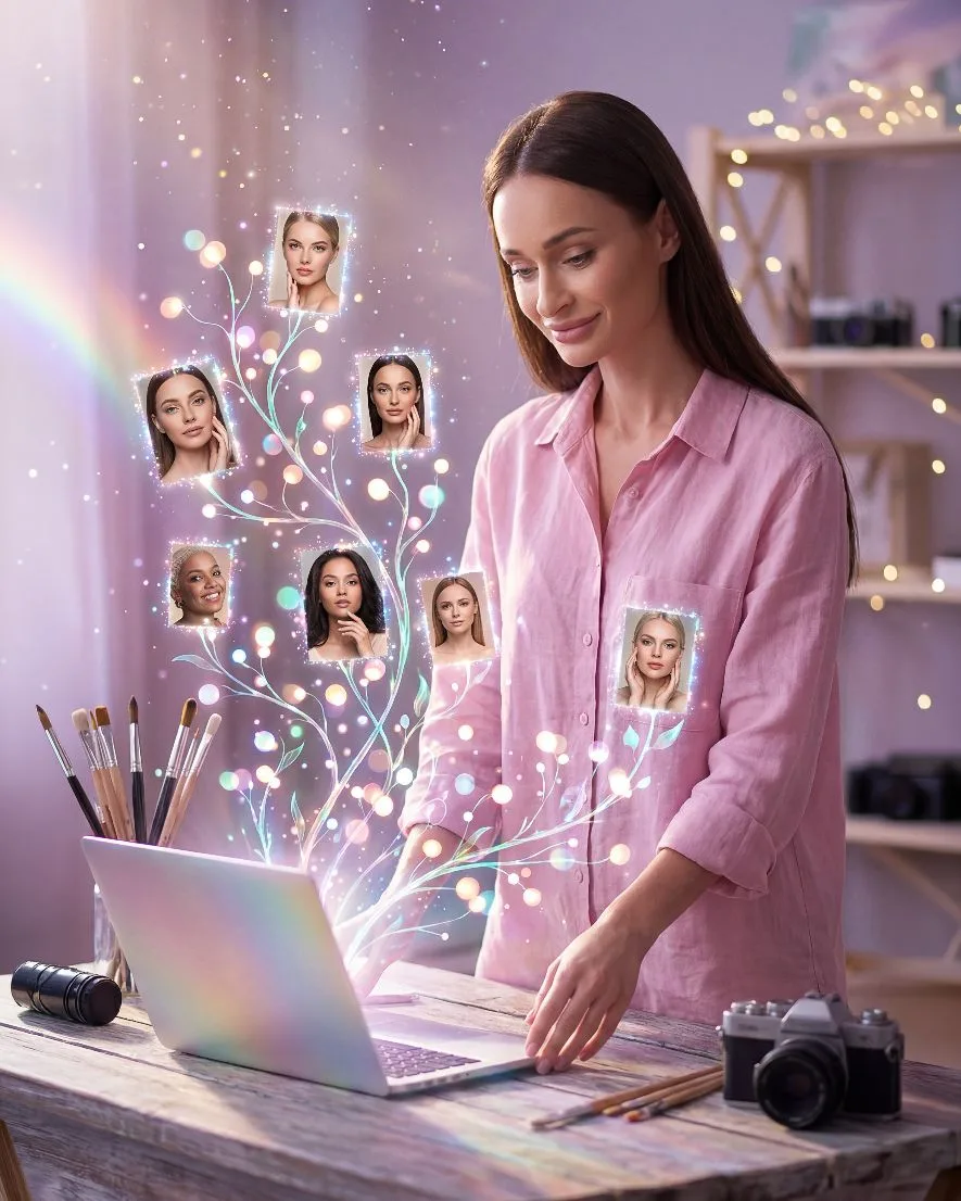 AI контент для оформления сайта и группы в ВК. Лиза Свет — фотограф и ai-creator