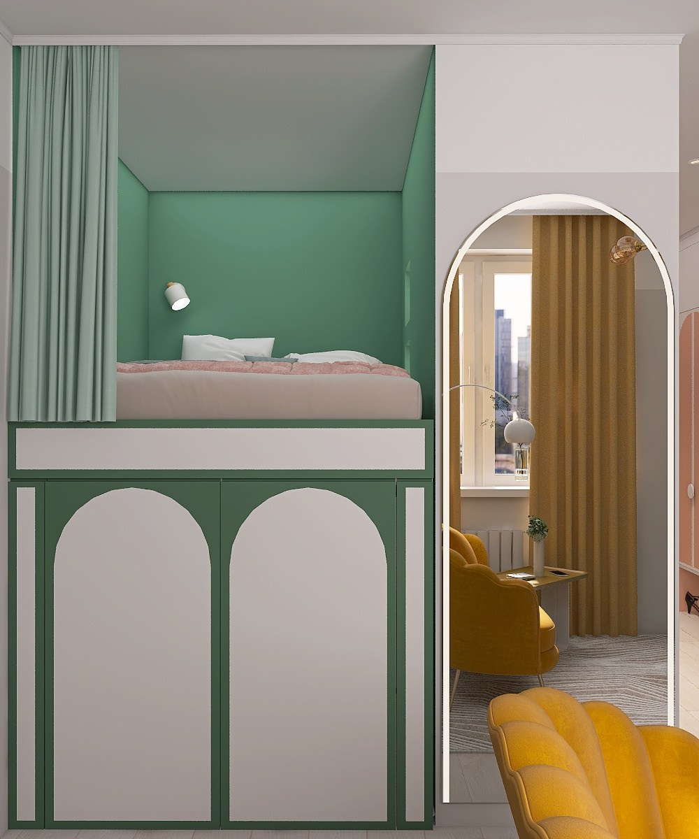 Квартира студия для молодой девушки. Дизайнер интерьера Вишнякова Ульяна