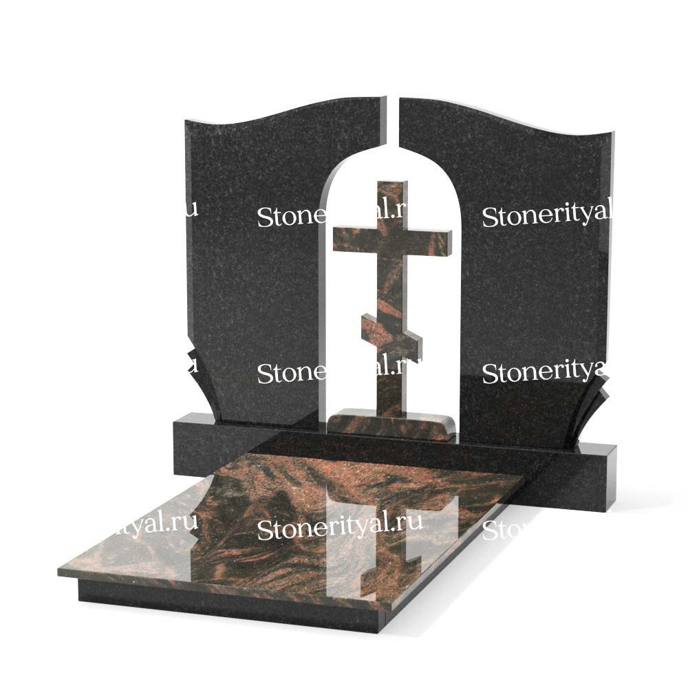 Комбинированные памятники на двоих. Изготовление и установка памятников в Москве и МО