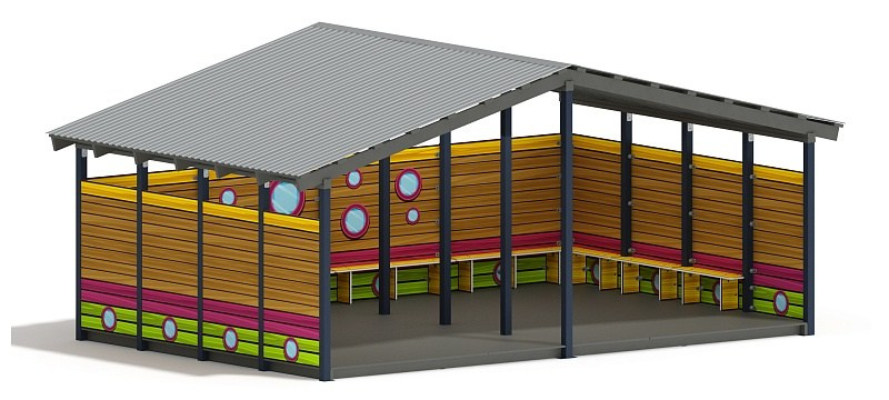 Теневой навес (Лукоморье) - МФ 70.6.4-15 Габариты (ШхДхВ): 6080х4080х3000 мм Зона безопасности, мм: 9080х7080