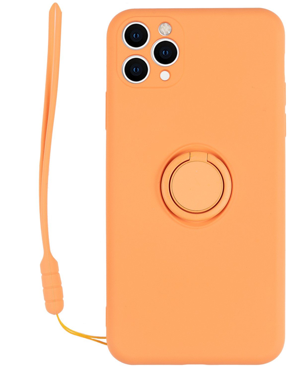 Чехол для смартфона оранжевый с кольцом на белом фоне