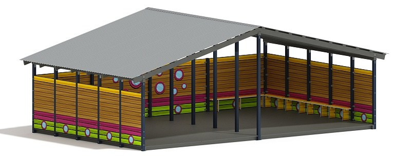 Теневой навес (Лукоморье) - МФ 70.8.5-15 Габариты (ШхДхВ): 8080х5080х3250 мм Зона безопасности, мм: 11080х8080