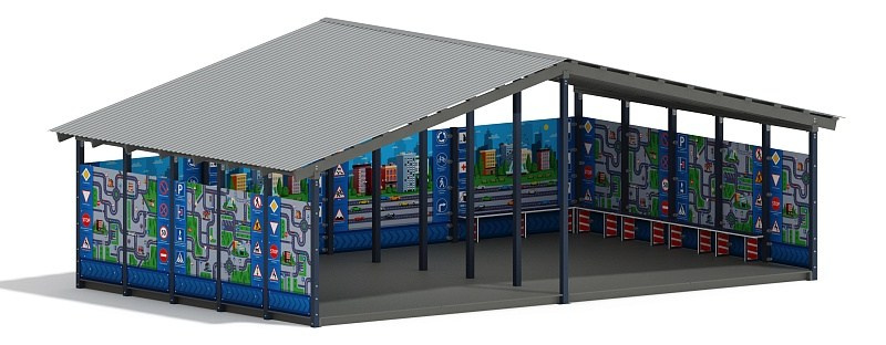 Теневой навес (ДПС) - МФ 70.8.5-14 Габариты (ШхДхВ): 8080х5080х3250 мм Зона безопасности, мм: 11080х8080