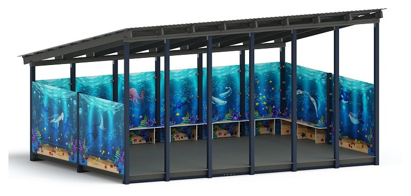 Теневой навес (Морской) - МФ 71.6.4-04 Габариты (ШхДхВ): 6000х4080х3300 мм Зона безопасности, мм: 9000х7080