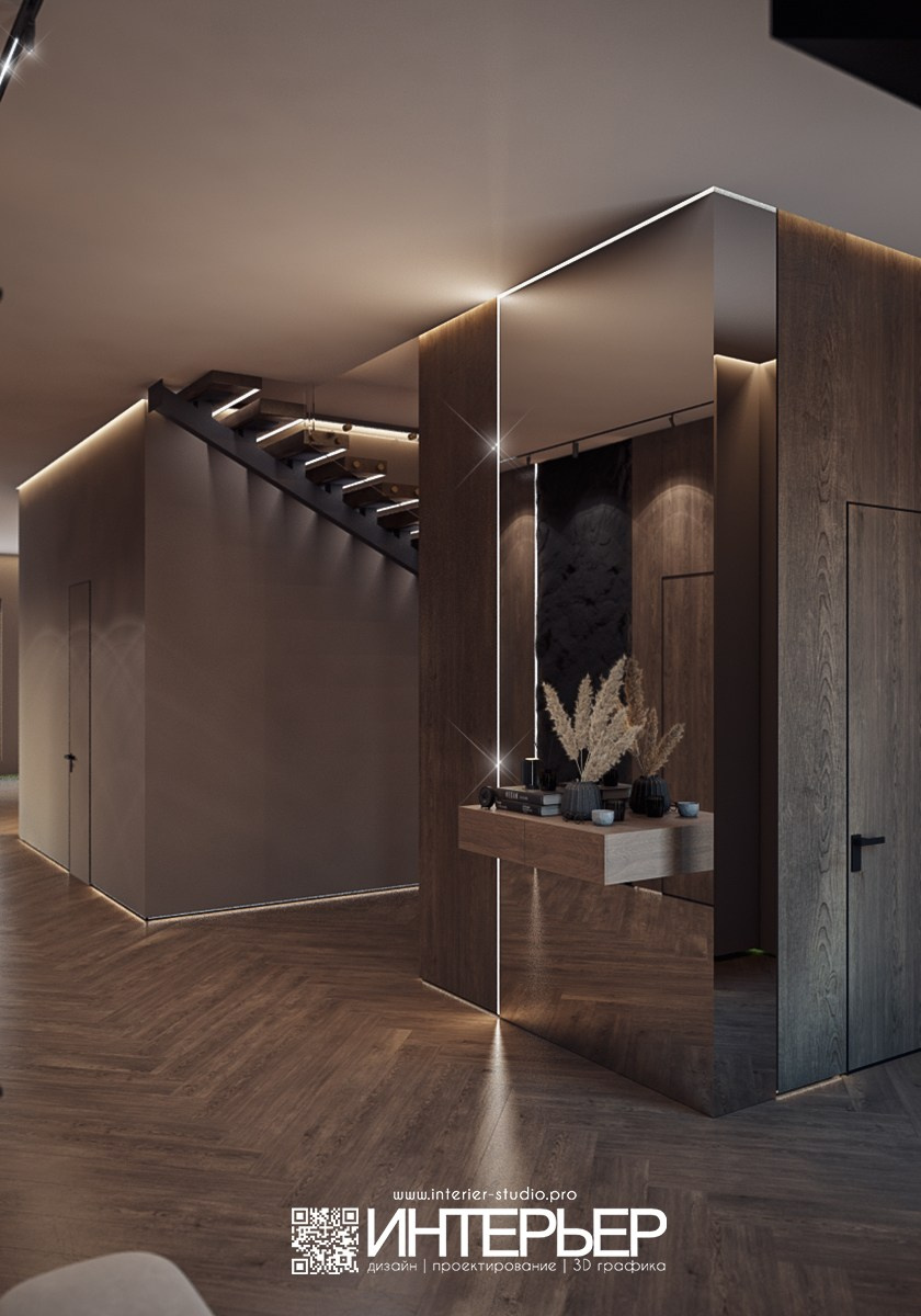 Дизайн-проект дома Тамирлана. Зона Гостиной, Кухни, Прихожей. Дизайн интерьера, 3D визуализация и 3D моделирование. Создание проектов и чертежей. КМВ: Кисловодск, Пятигорск, Ессентуки и удаленно