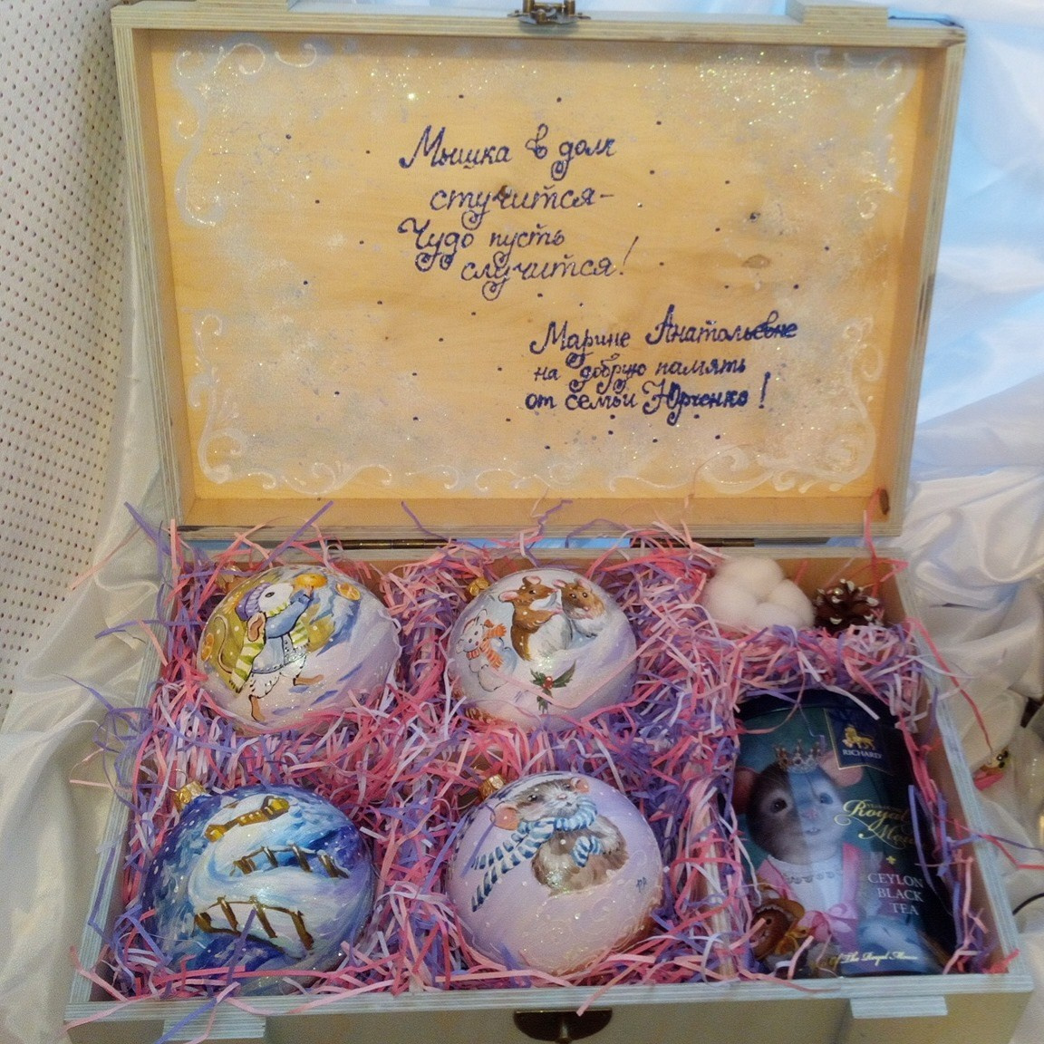 набор елочных шаров с ручной росписью на подарок на новый год