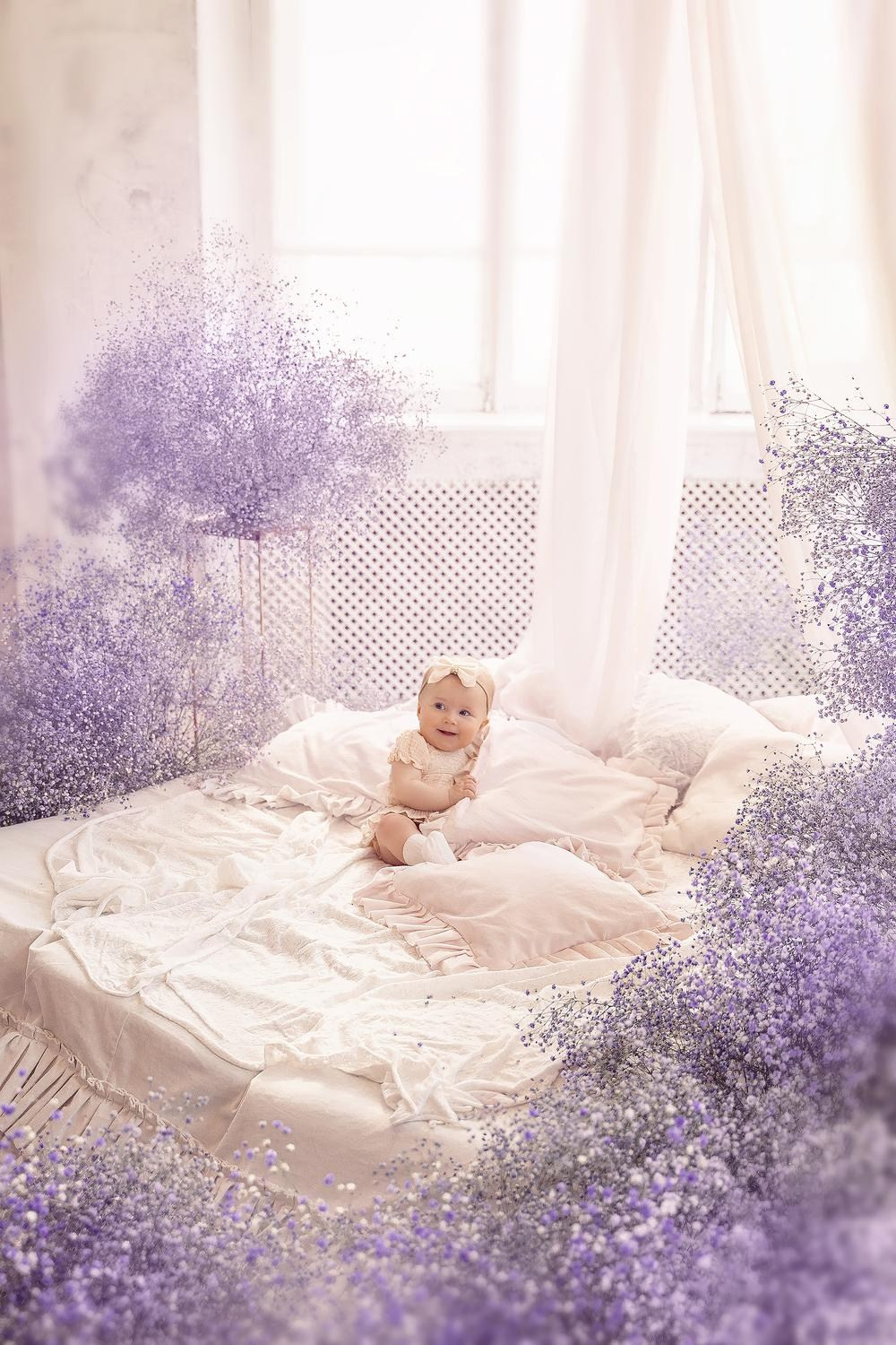 Весенняя фотосессия в лиловых цветах. Детский и семейный фотограф в Москве Катерина Орлова