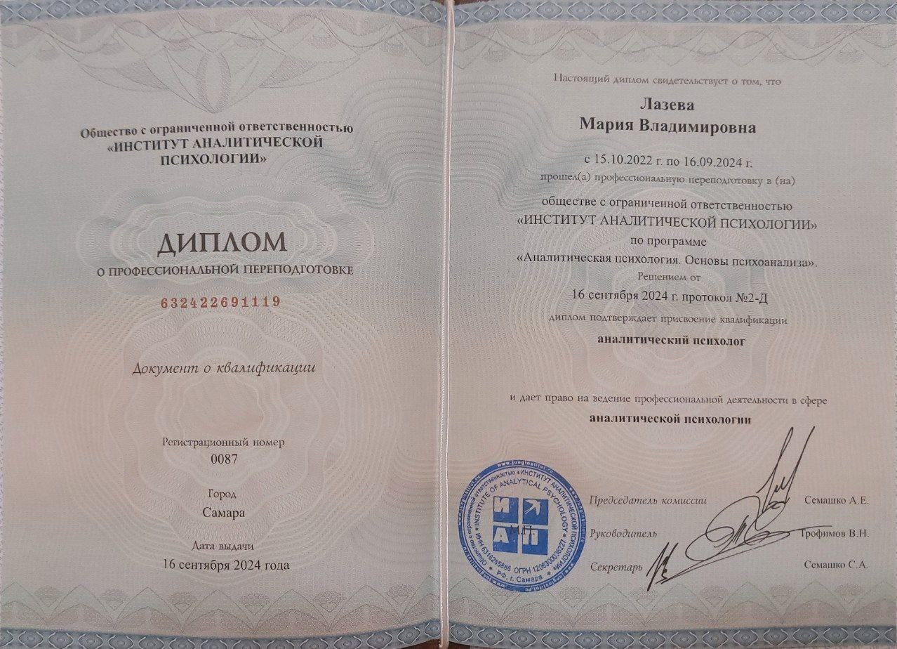 Образование. Мария Фурзикова. Аналитический психолог, Москва, м. Достоевская и онлайн. Юнгианская психотерапия