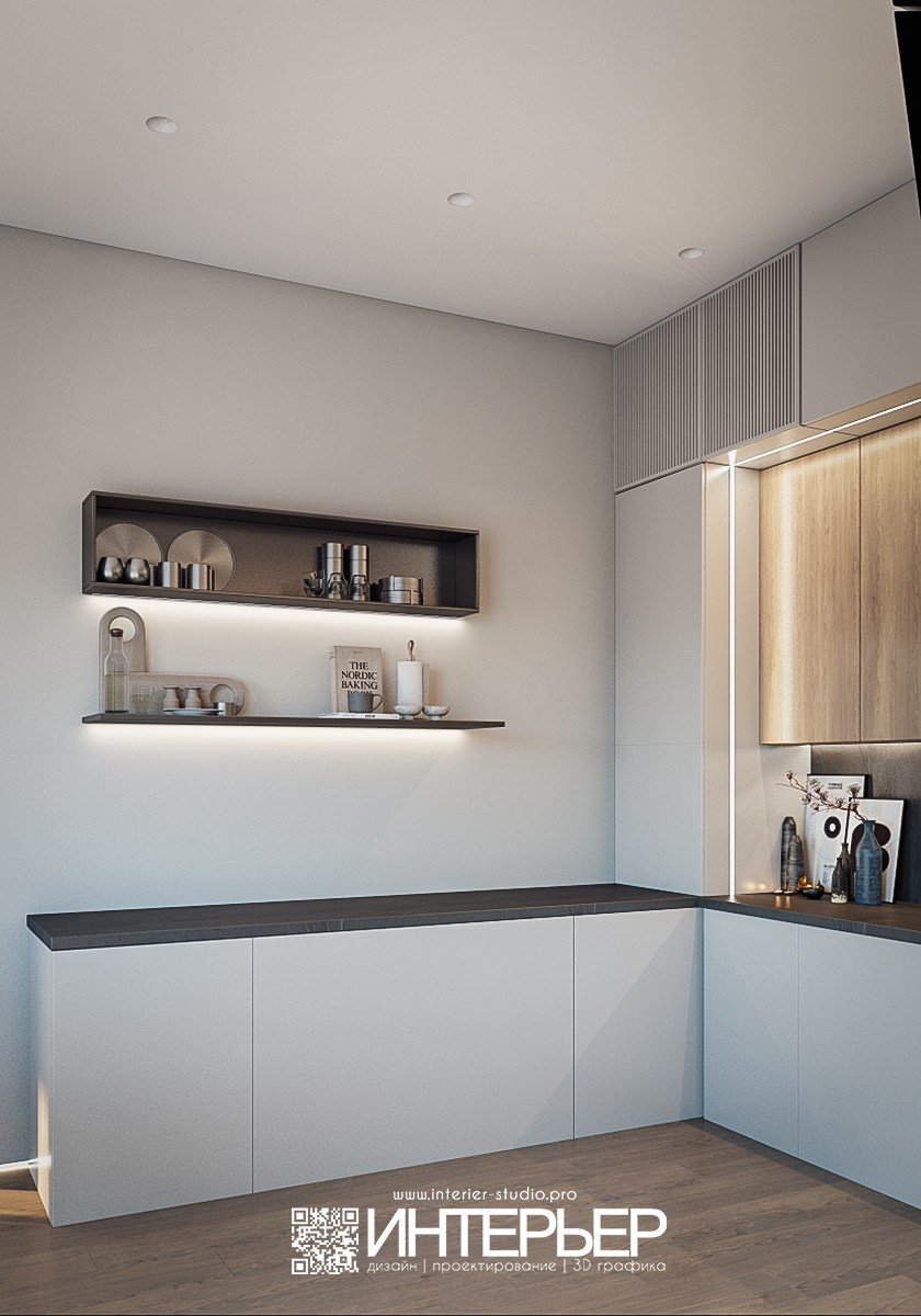 Гостиная, Кухня в доме ст. Суворовская. Дизайн интерьера, 3D визуализация и 3D моделирование. Создание проектов и чертежей. КМВ: Кисловодск, Пятигорск, Ессентуки и удаленно