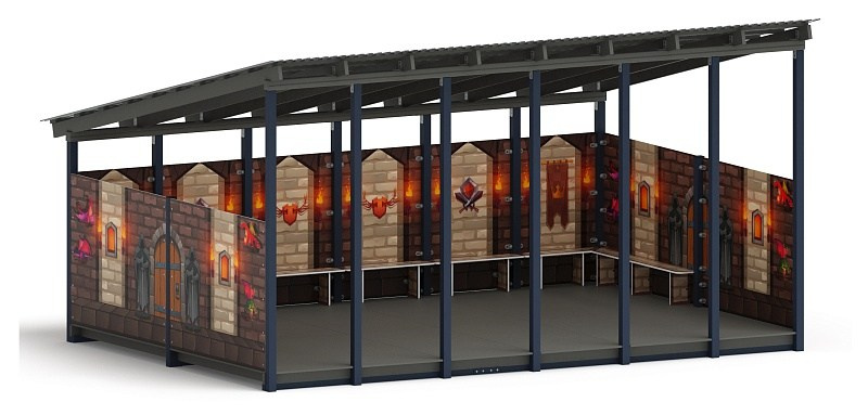 Теневой навес (Замок. Средневековый) - МФ 71.6.4-11 Габариты (ШхДхВ): 6000х4080х3300 мм Зона безопасности, мм: 9000х7080