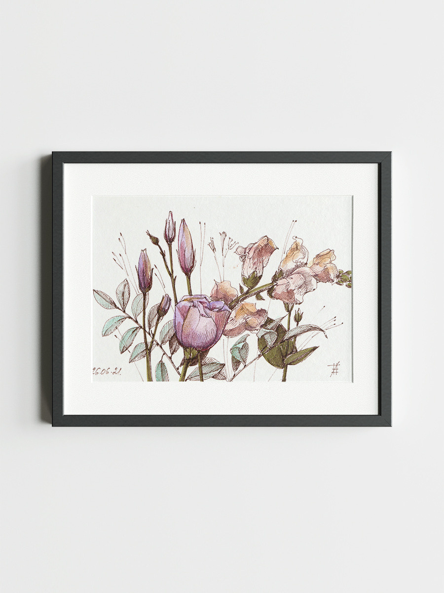 Цветочное ретро. ФотоКисточка. Акварель. Арт-галерея картин Анастасии Дерий