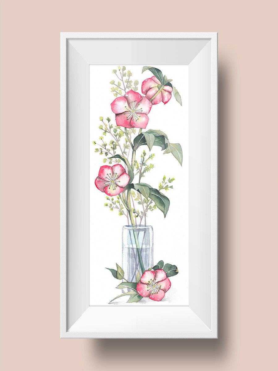 Букет морозника в вазе. ФотоКисточка. Акварель. Арт-галерея картин Анастасии Дерий