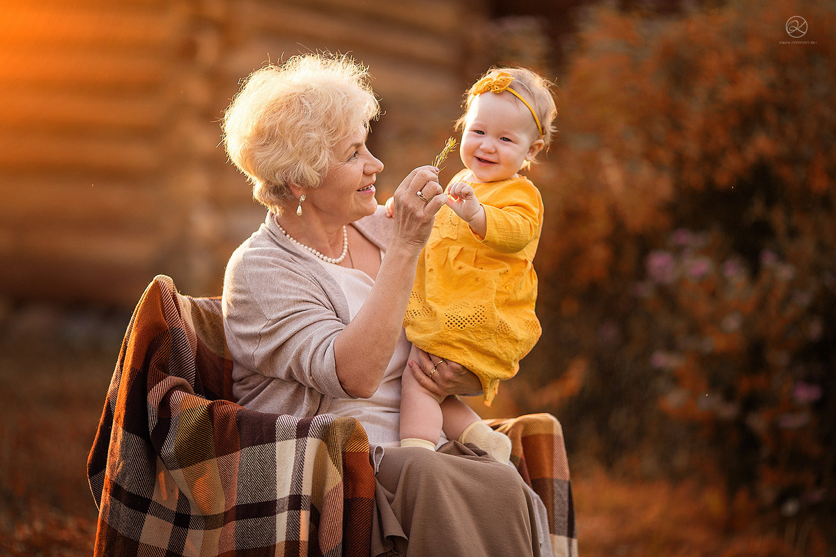 Бабушка и внук семейная фотосессия