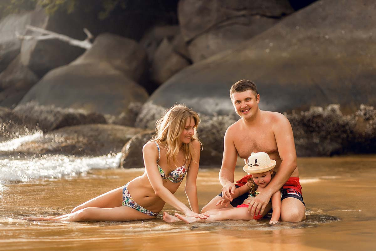 Happy family in vacation on the Khao Lak