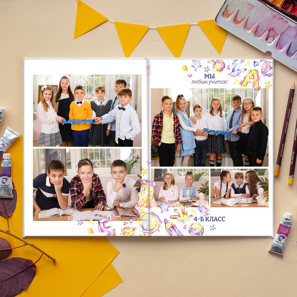 АЛЬБОМ 10 разворотов (20 страниц) ШКОЛА. Школьный фотограф Олеся Галатова