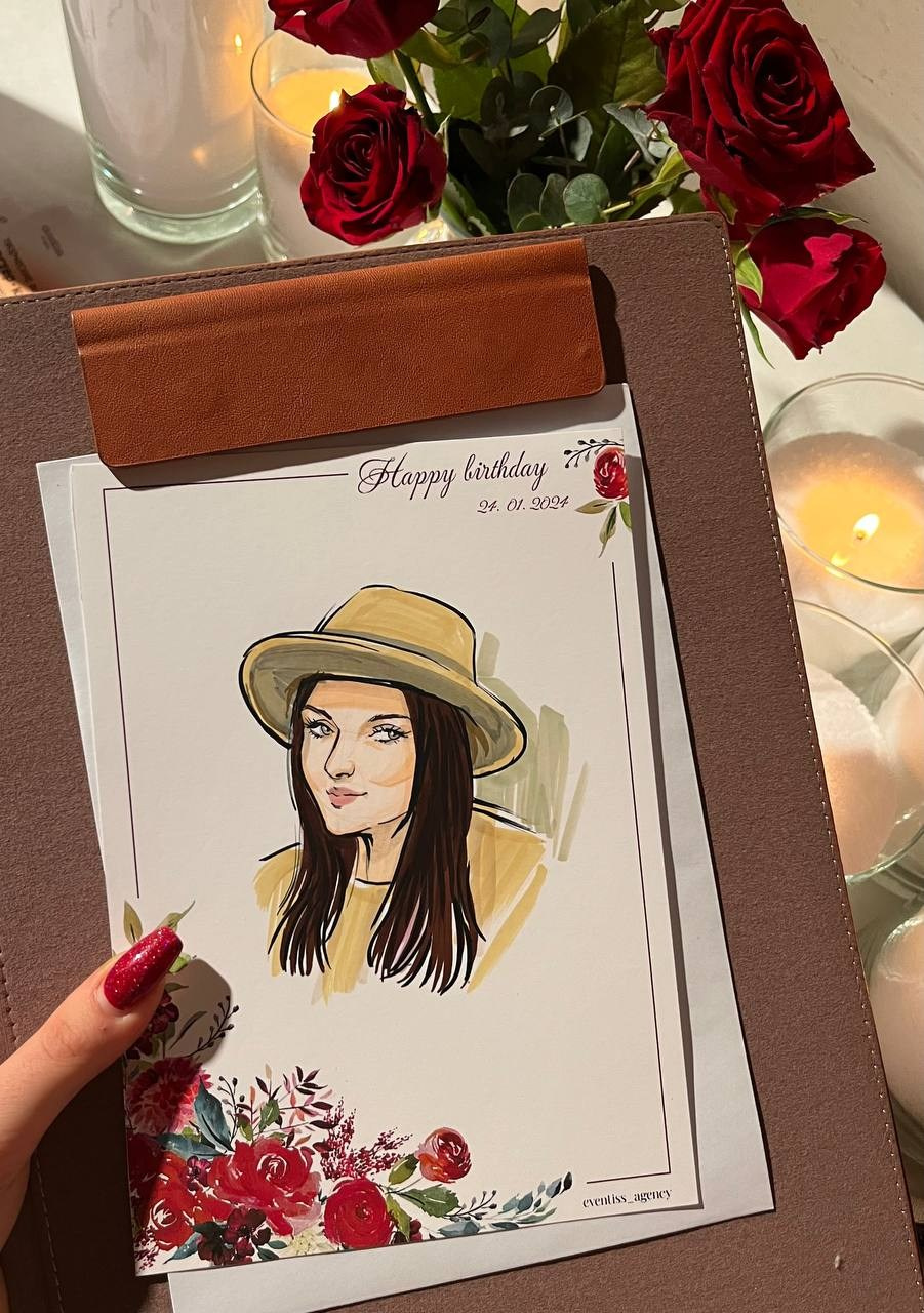 Портрет в стиле скетч маркерами