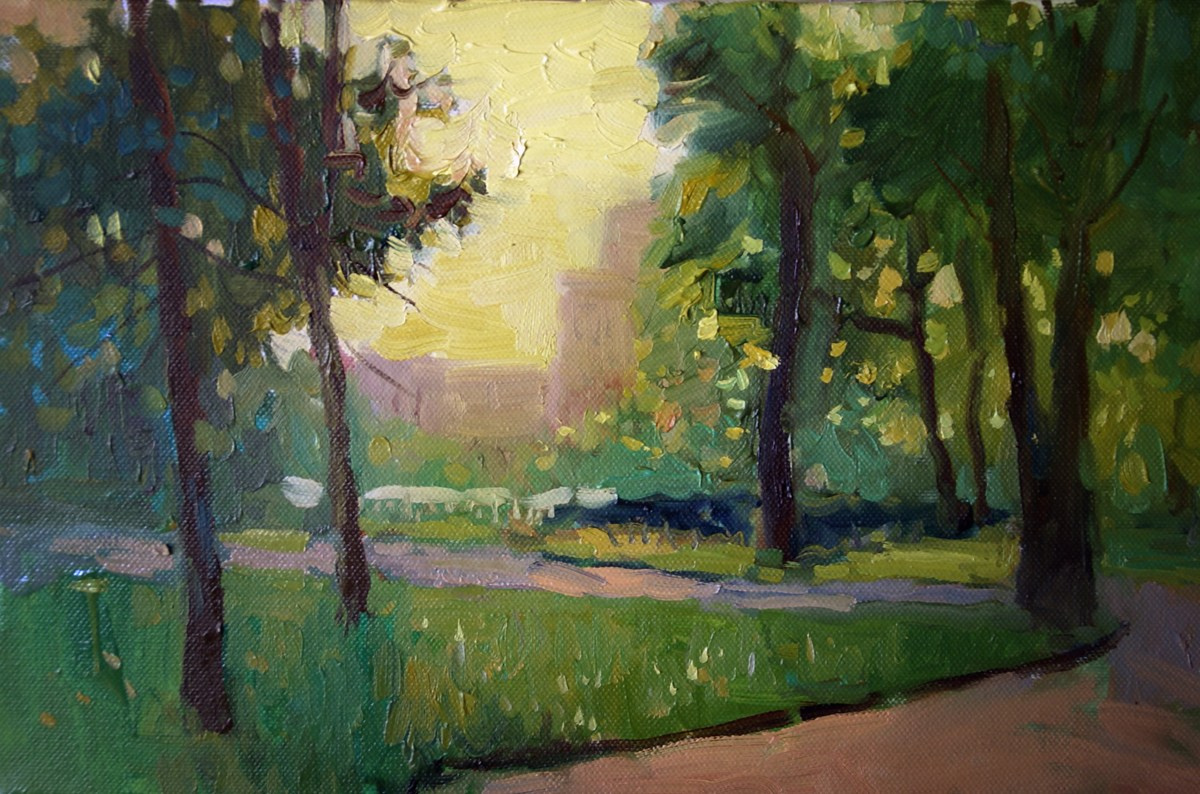 Сергей Ратчин пишет Этюды в парке Лефортово