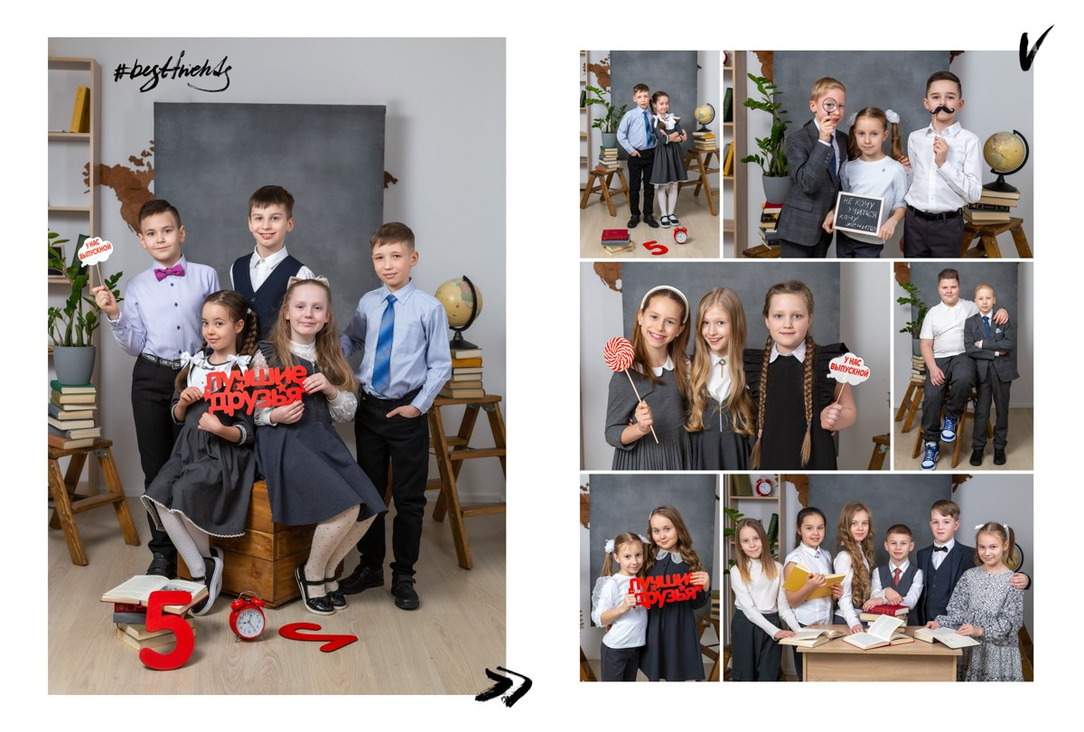 4 класс. Студия. Серый холст. Школьный фотограф в Зеленограде и Москве Оксана Гусева