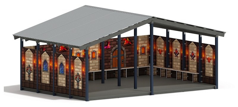 Теневой навес (Замок. Средневековый) - МФ 70.6.4-11 Габариты (ШхДхВ): 6080х4080х3000 мм Зона безопасности, мм: 9080х7080