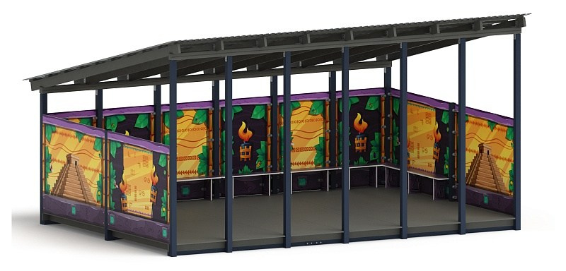 Теневой навес (Майя) - МФ 71.6.4-06 Габариты (ШхДхВ): 6000х4080х3300 мм Зона безопасности, мм: 9000х7080