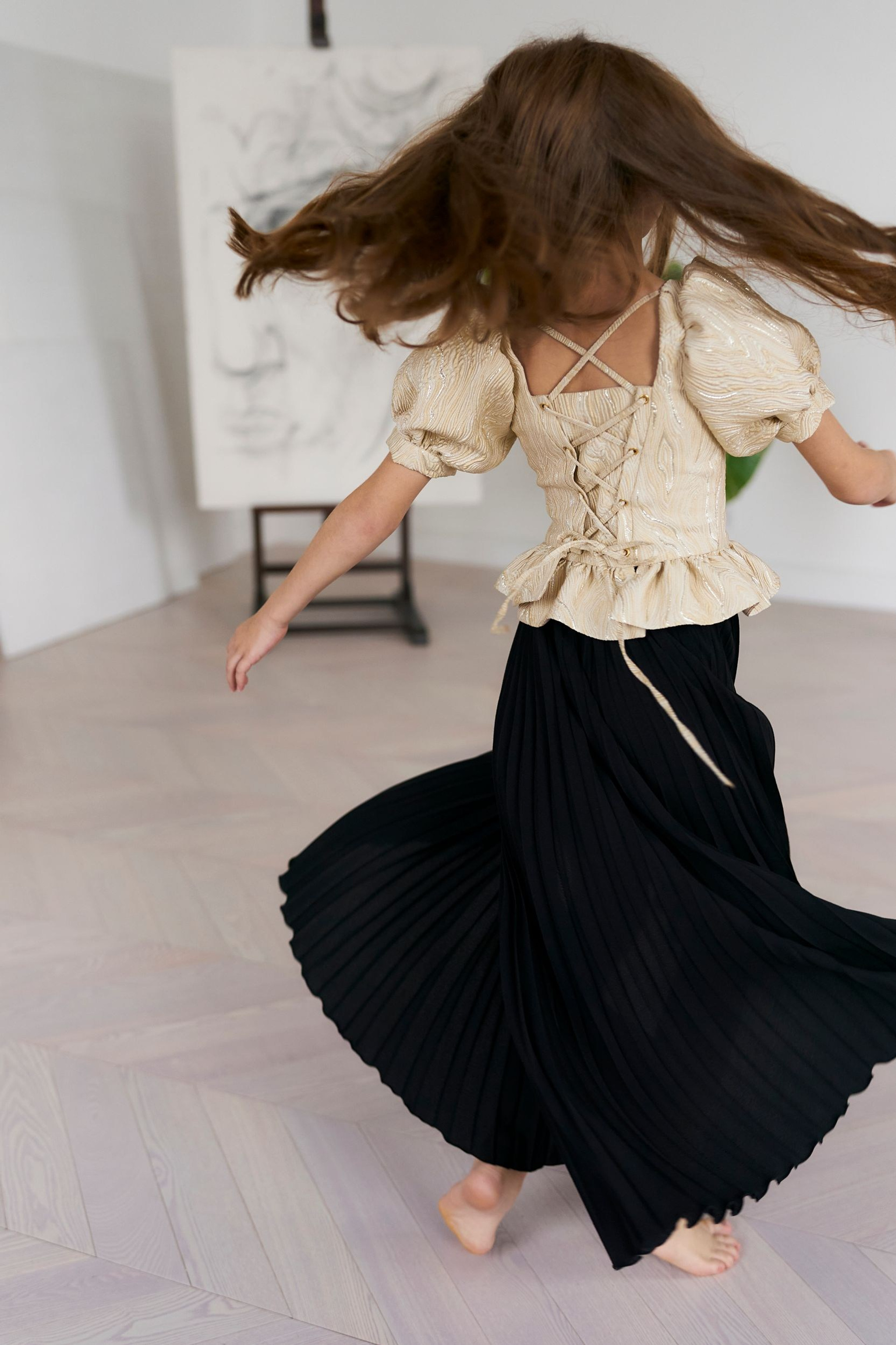 Юбка в пол ‘Gaufré’ Noire в черном оттенке. Одежда для детей