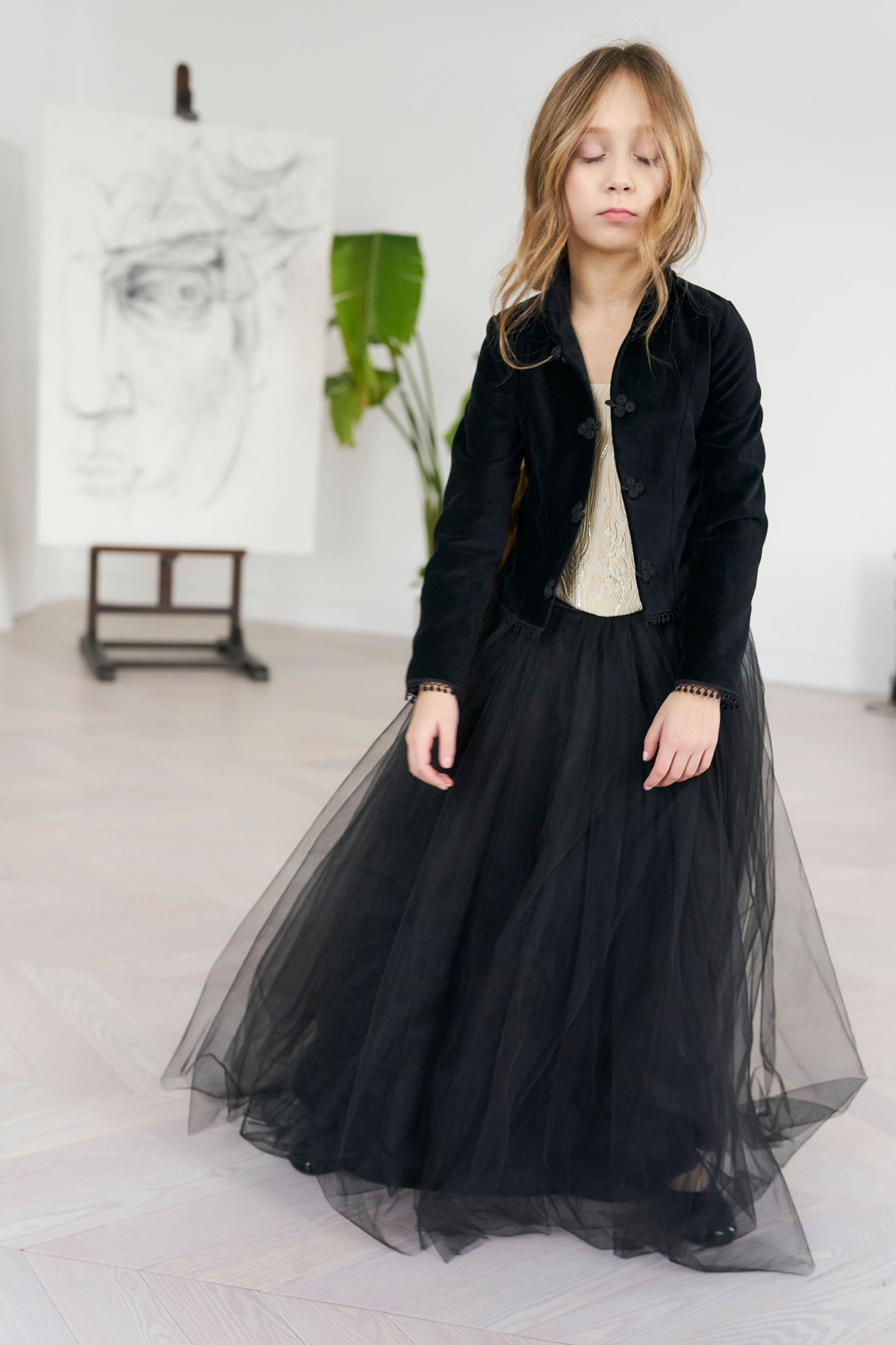 Фатиновая юбка в пол ‘Jolie Tulle’ Noire черная. Одежда для детей