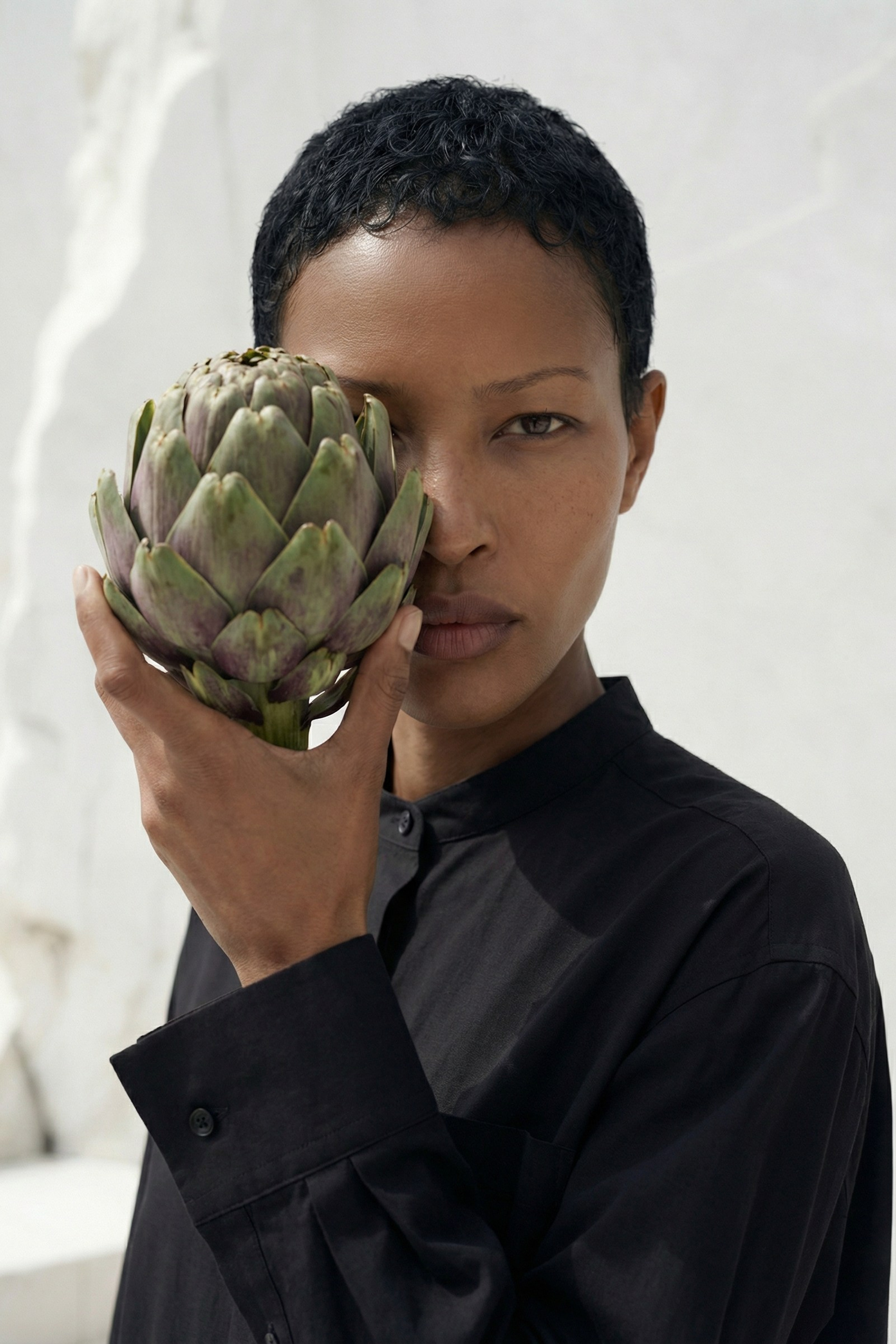 Jil Sander — концептуальная AI fashion-серия с артишоком | jl.art.ai.lab. Анна Карчмит — AI-художник. Эдиториал, нейрофотосессия и контент для fashion и beauty брендов