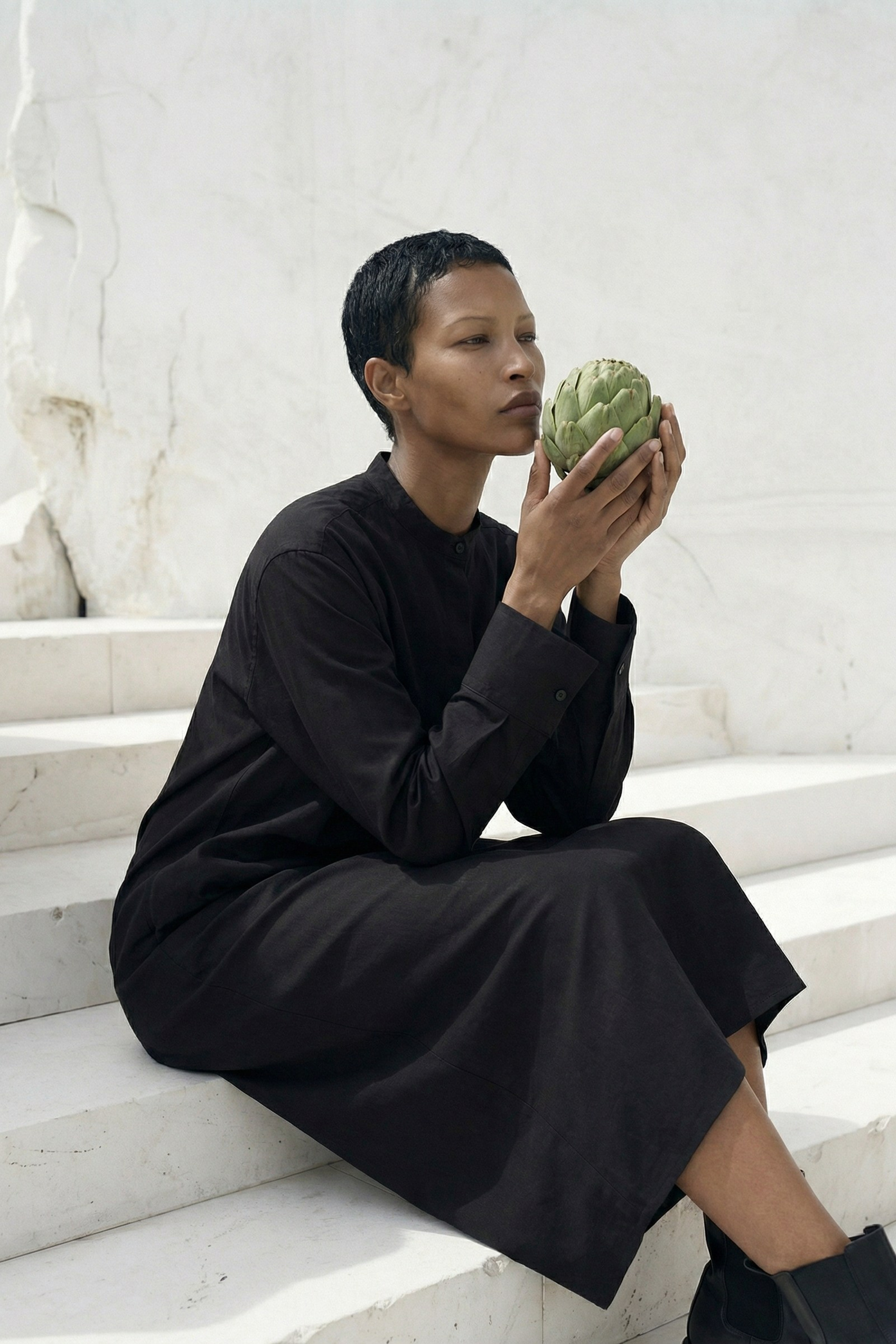 Jil Sander — концептуальная AI fashion-серия с артишоком | jl.art.ai.lab. Анна Карчмит — AI-художник. Эдиториал, нейрофотосессия и контент для fashion и beauty брендов