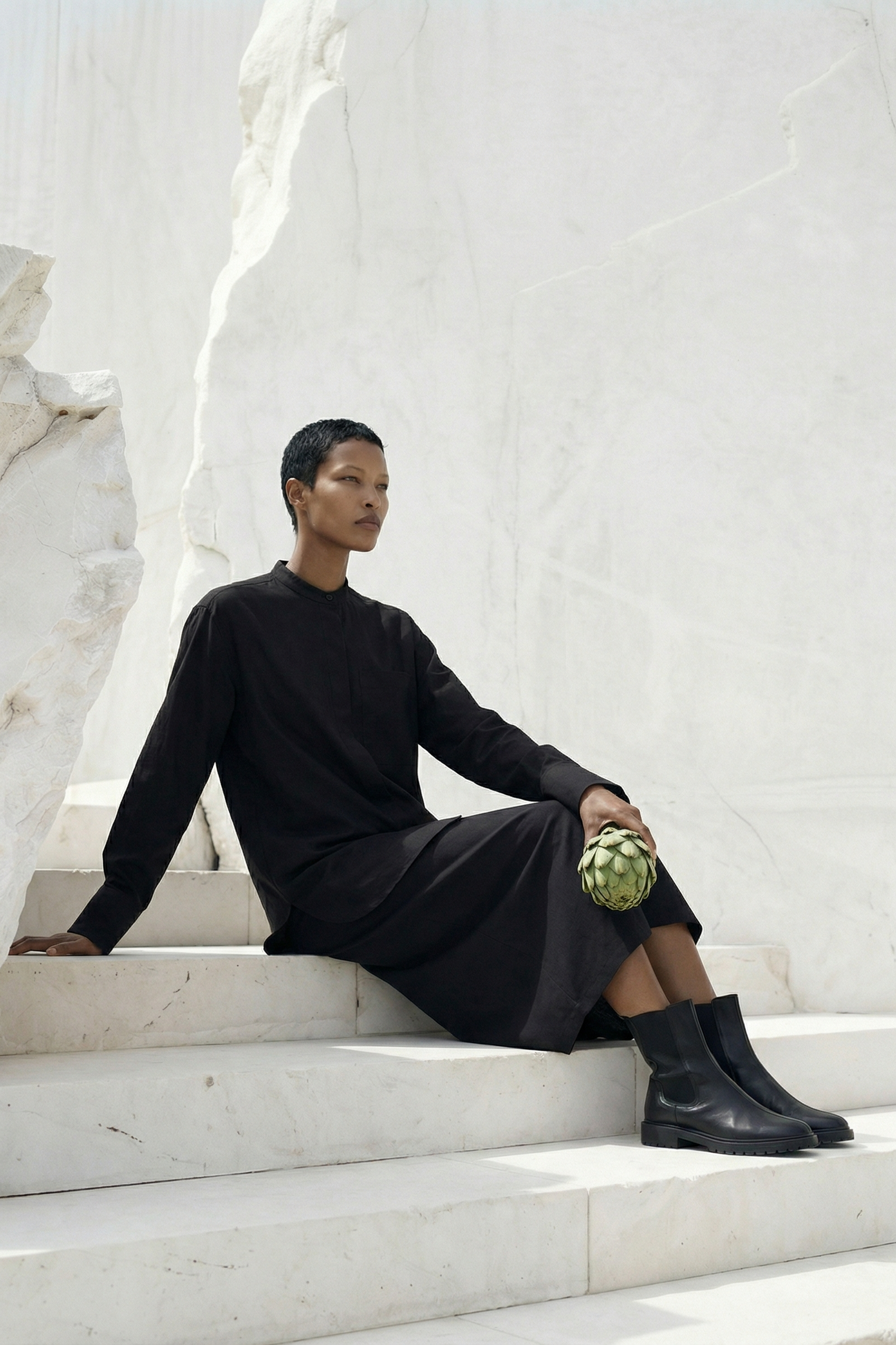 Jil Sander — концептуальная AI fashion-серия с артишоком | jl.art.ai.lab. Анна Карчмит — AI-художник. Эдиториал, нейрофотосессия и контент для fashion и beauty брендов