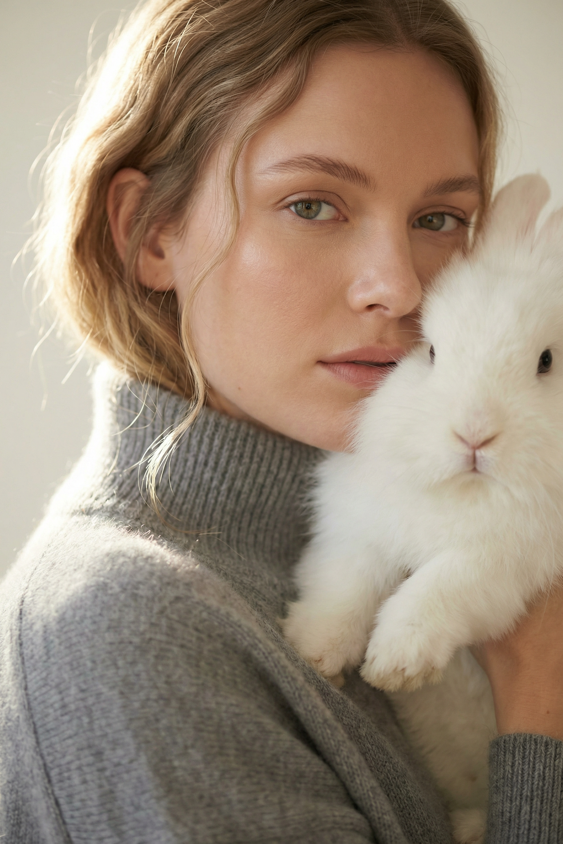 Белый кролик — AI-серия со свитером из ангоры | jl.art.ai.lab. Анна Карчмит — AI-художник. Эдиториал, нейрофотосессия и контент для fashion и beauty брендов