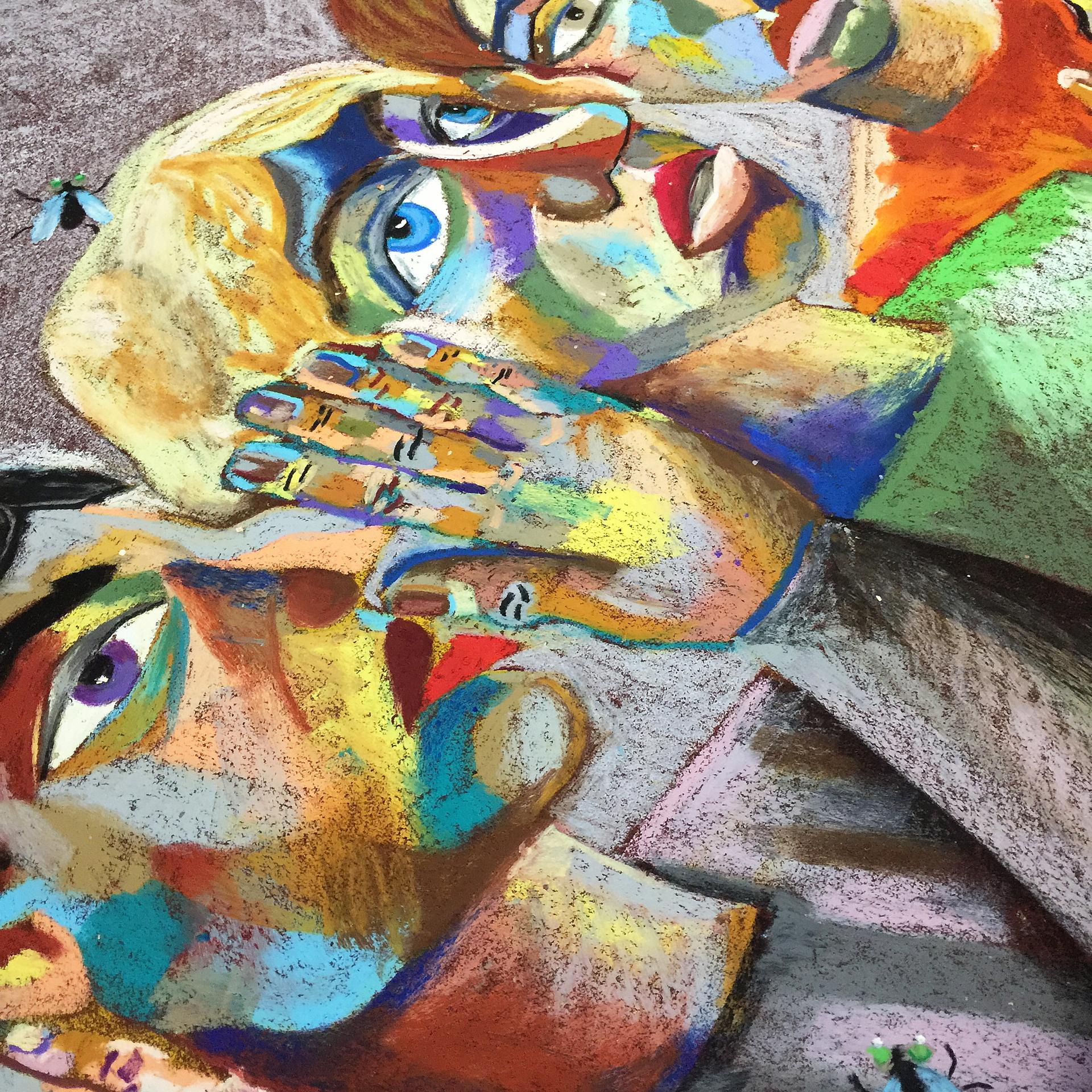 Oil pastel and abrasive paper. Artist Maria Ansh