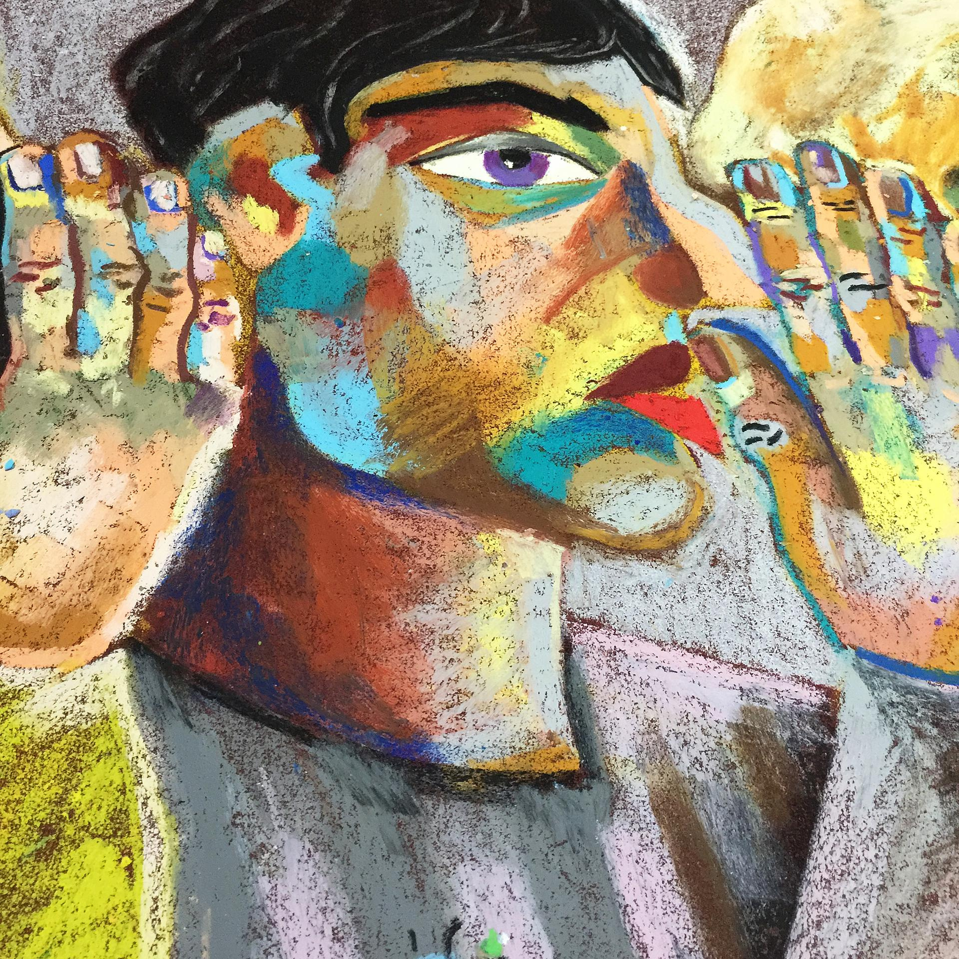 Oil pastel and abrasive paper. Artist Maria Ansh