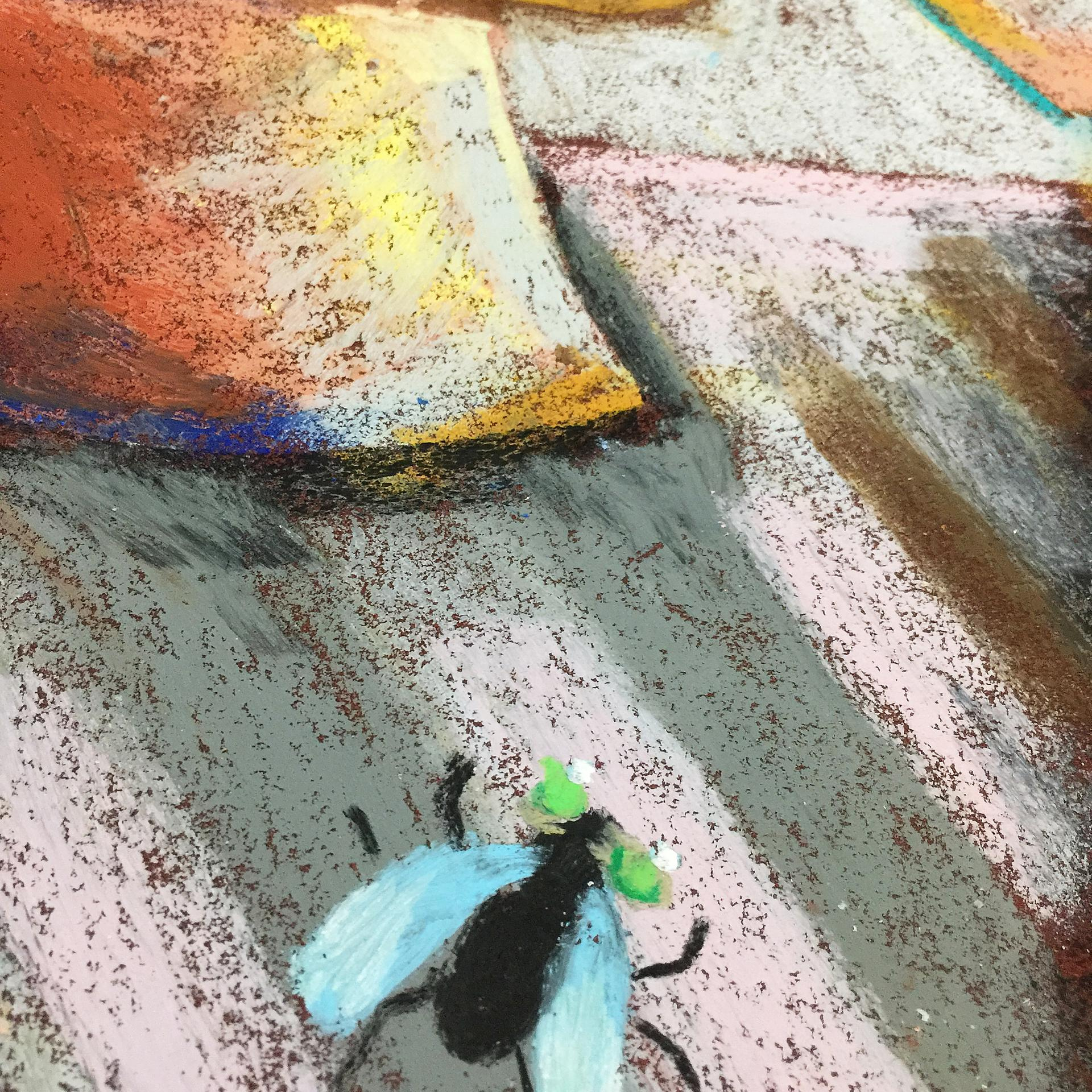 Oil pastel and abrasive paper. Artist Maria Ansh