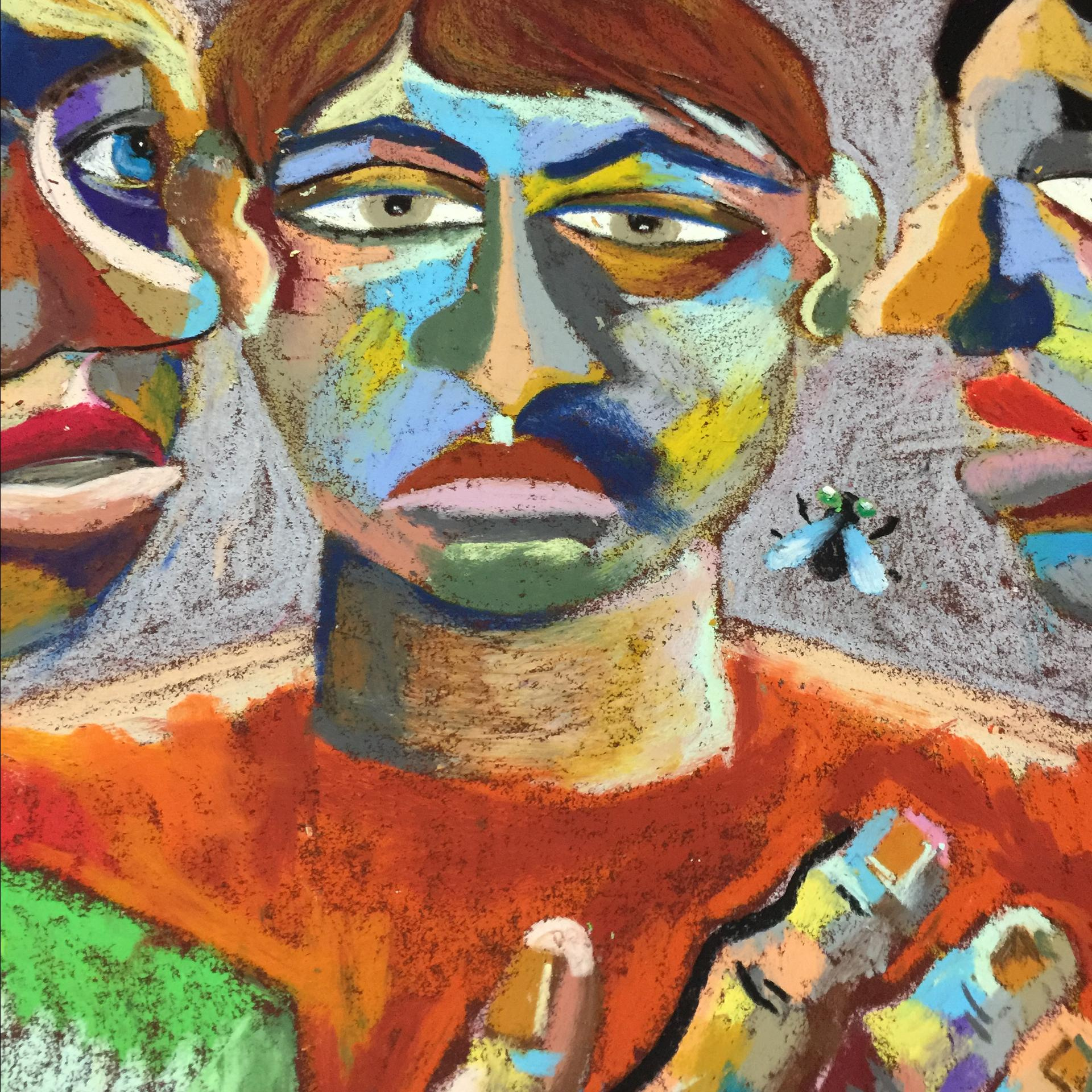 Oil pastel and abrasive paper. Artist Maria Ansh