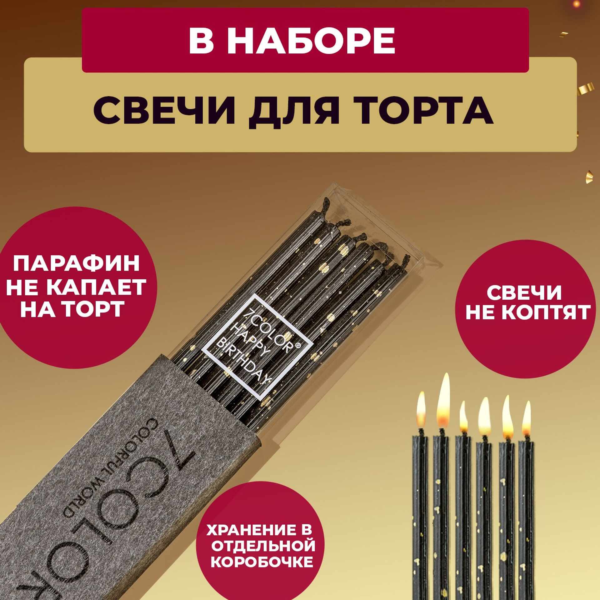 Черный топпер и свечи. Vanilica, товары для кондитеров