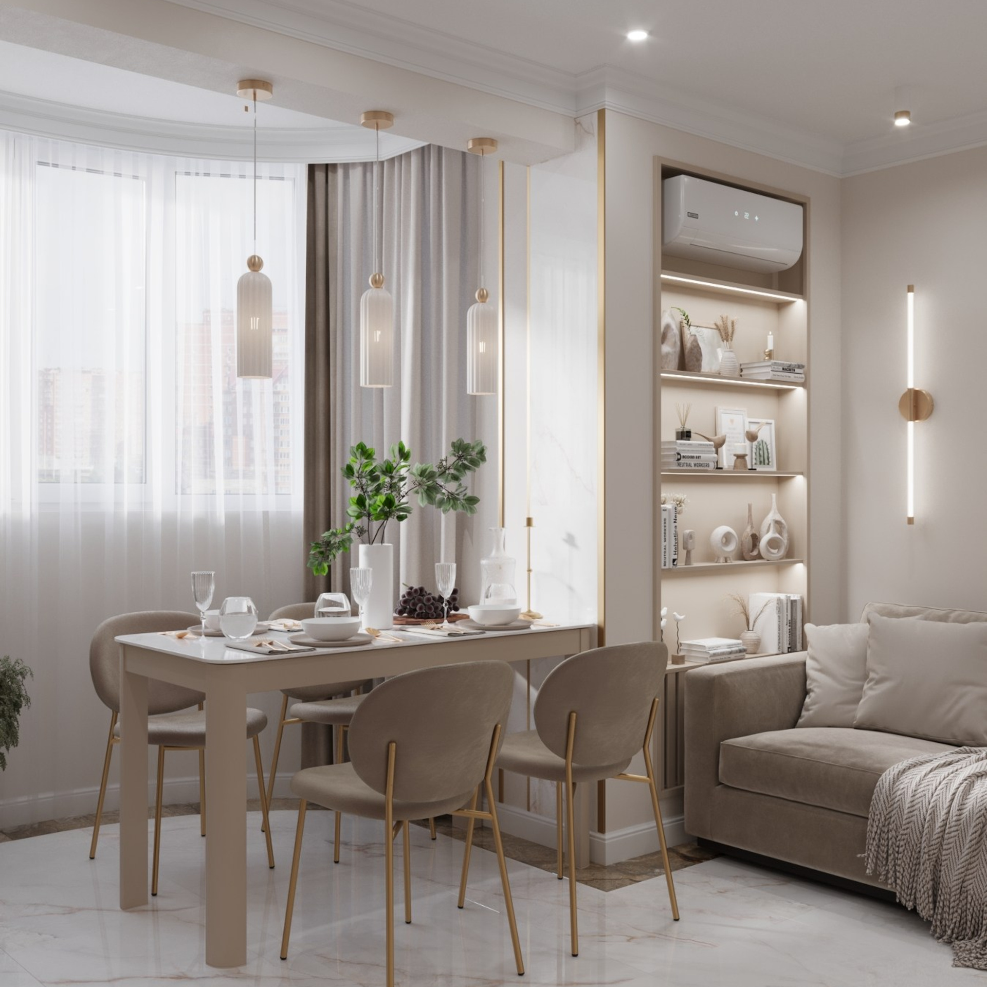 Визуализация квартиры в стиле современная классика. ЖК Новоподрезково