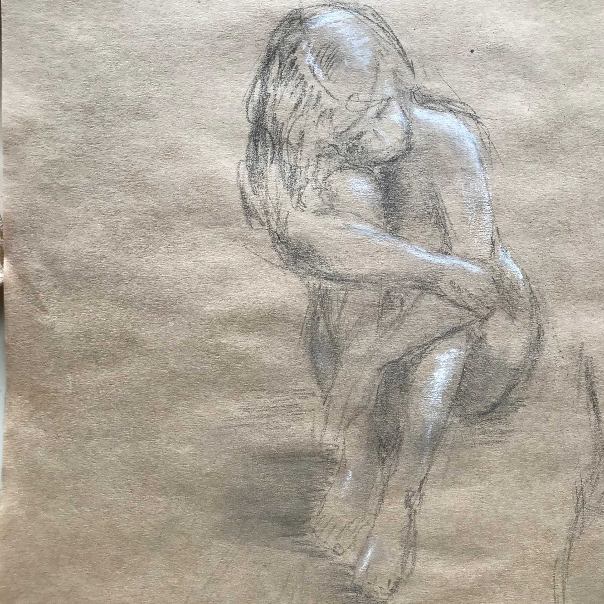 Натурщица, рисунок графитовым карандашом