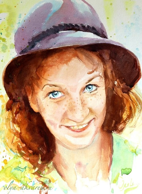 Акварельная живопись: Портрет любимой мамочки к дню рождения. Работа художника Ольги Цуриной
