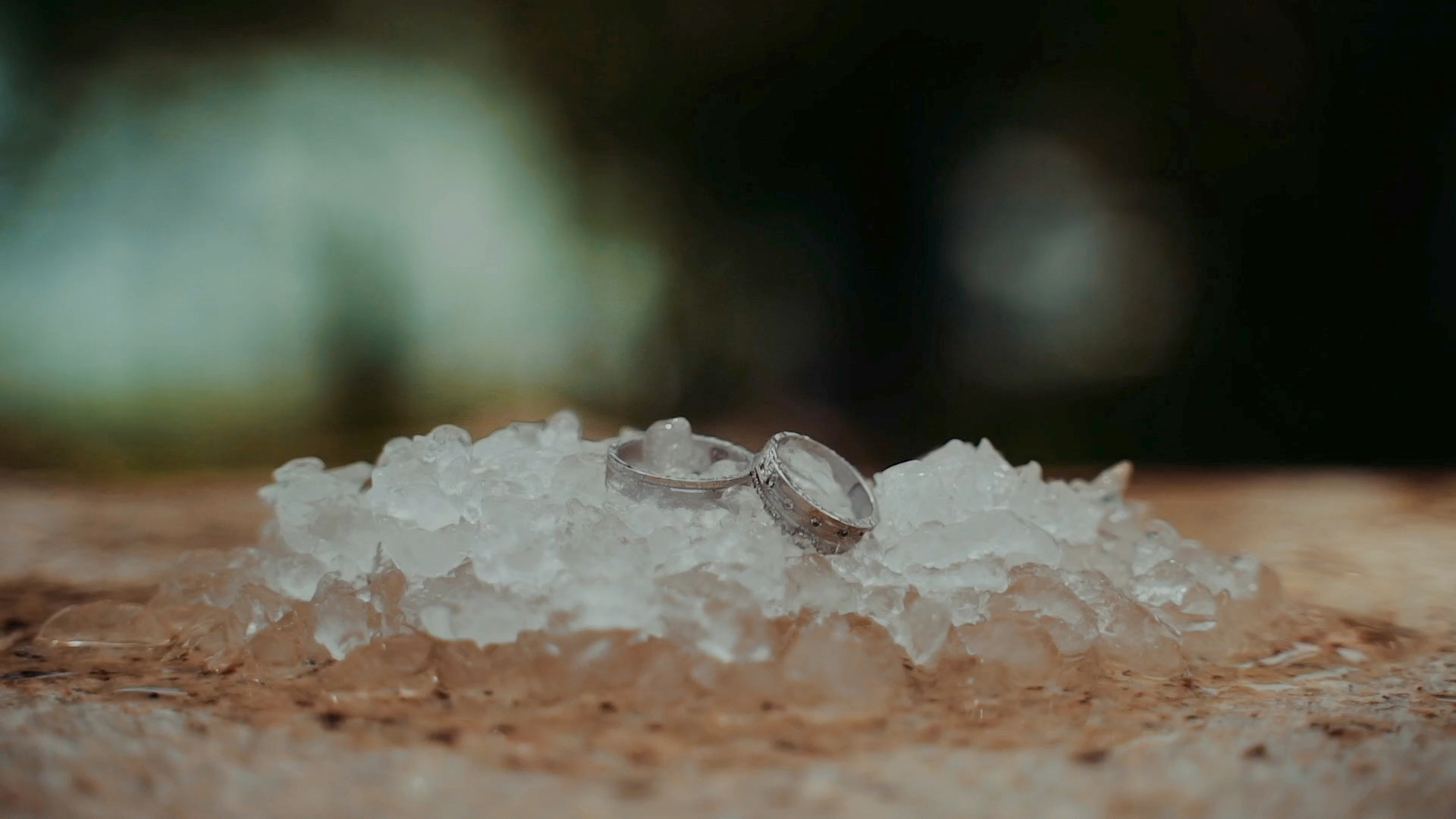 wedding rings on ice