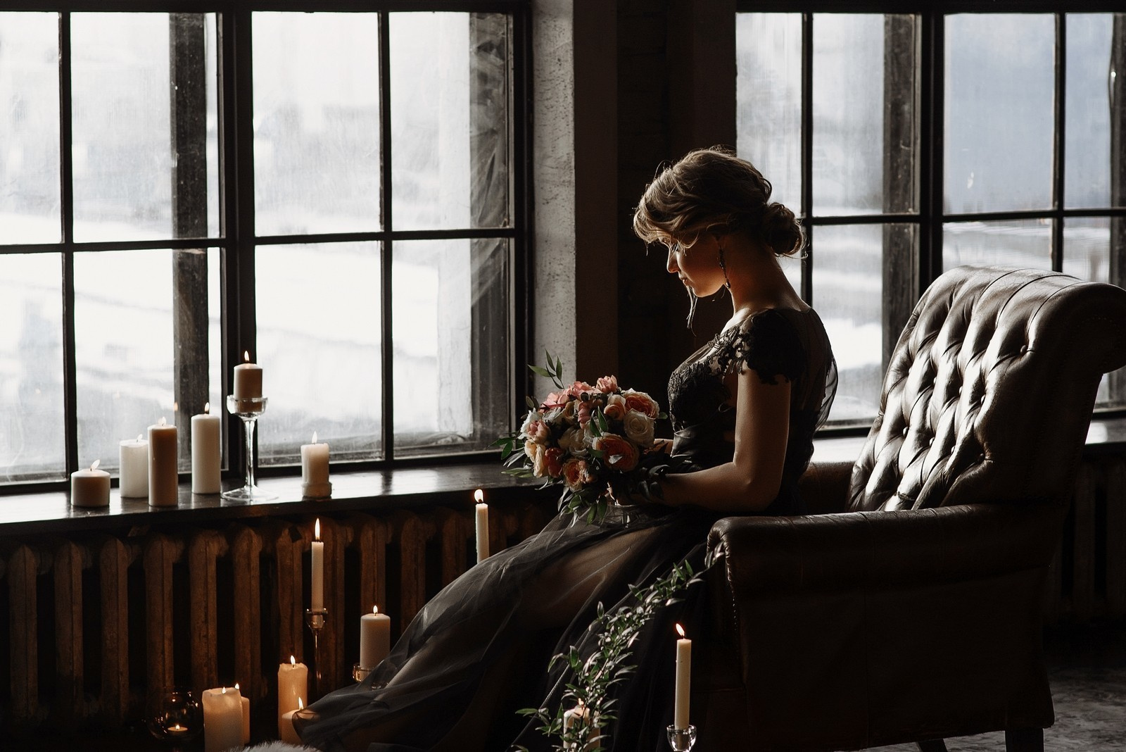 Необычное утро невесты и жениха в готическом стиле. Фотограф в Москве Сергей Гаварос