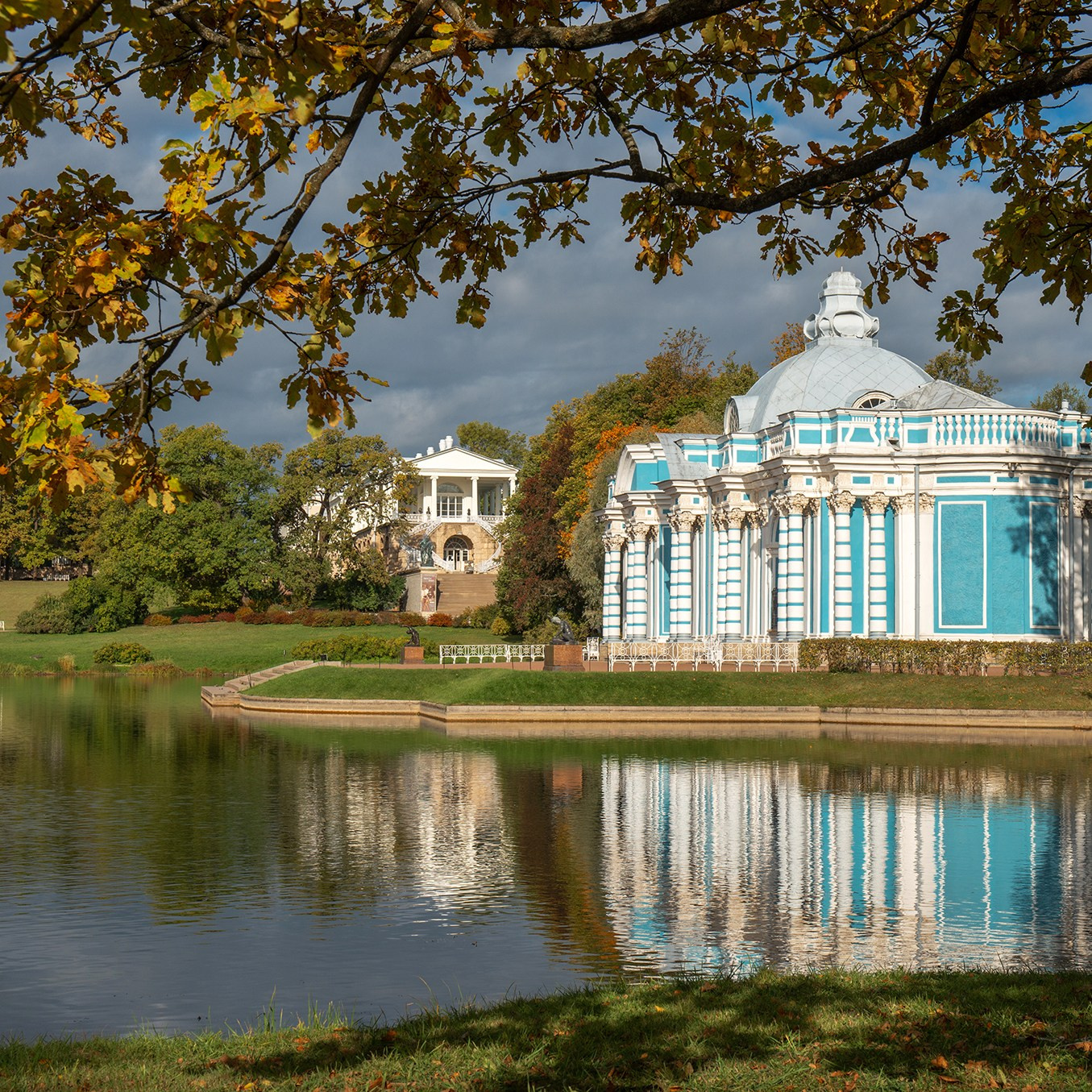 The city of Pushkin, Tsarskoye Selo. Catherine Park. The Grotto pavilion on the shore of the Tsarskoye Selo Large Pond. There are even more view photos in the store.