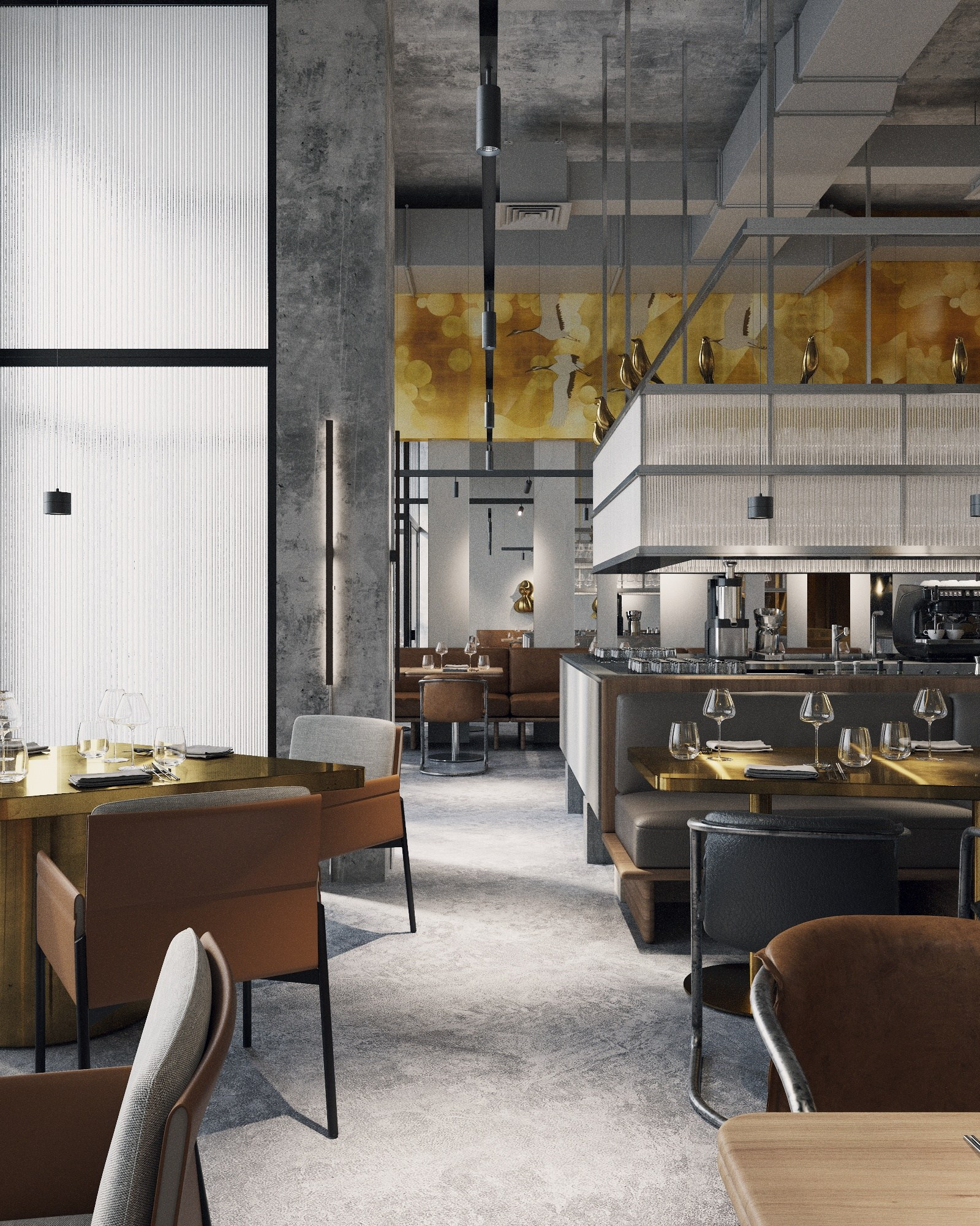 GOLDEN BIRDS restaurant in Astana Kazakhstan designed by QUADRUM STUDIO