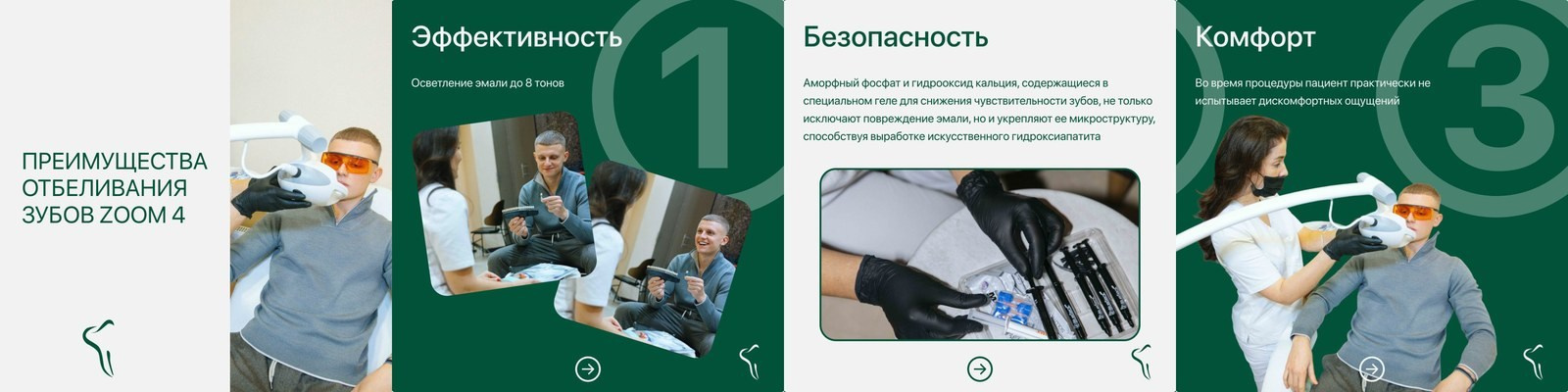 Карусель Albentes о преимуществах отбеливания ZOOM 4 — эффективность, безопасность и комфорт