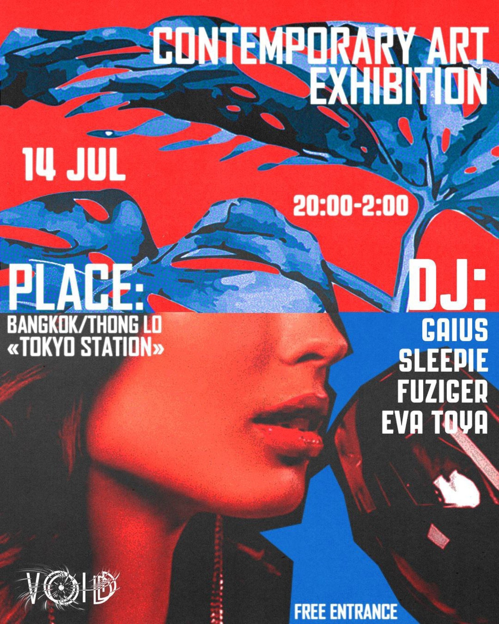 Афиша выставки Contemporary Art Exhibition в Бангкоке — дизайн постера вечеринки с диджей-сетом