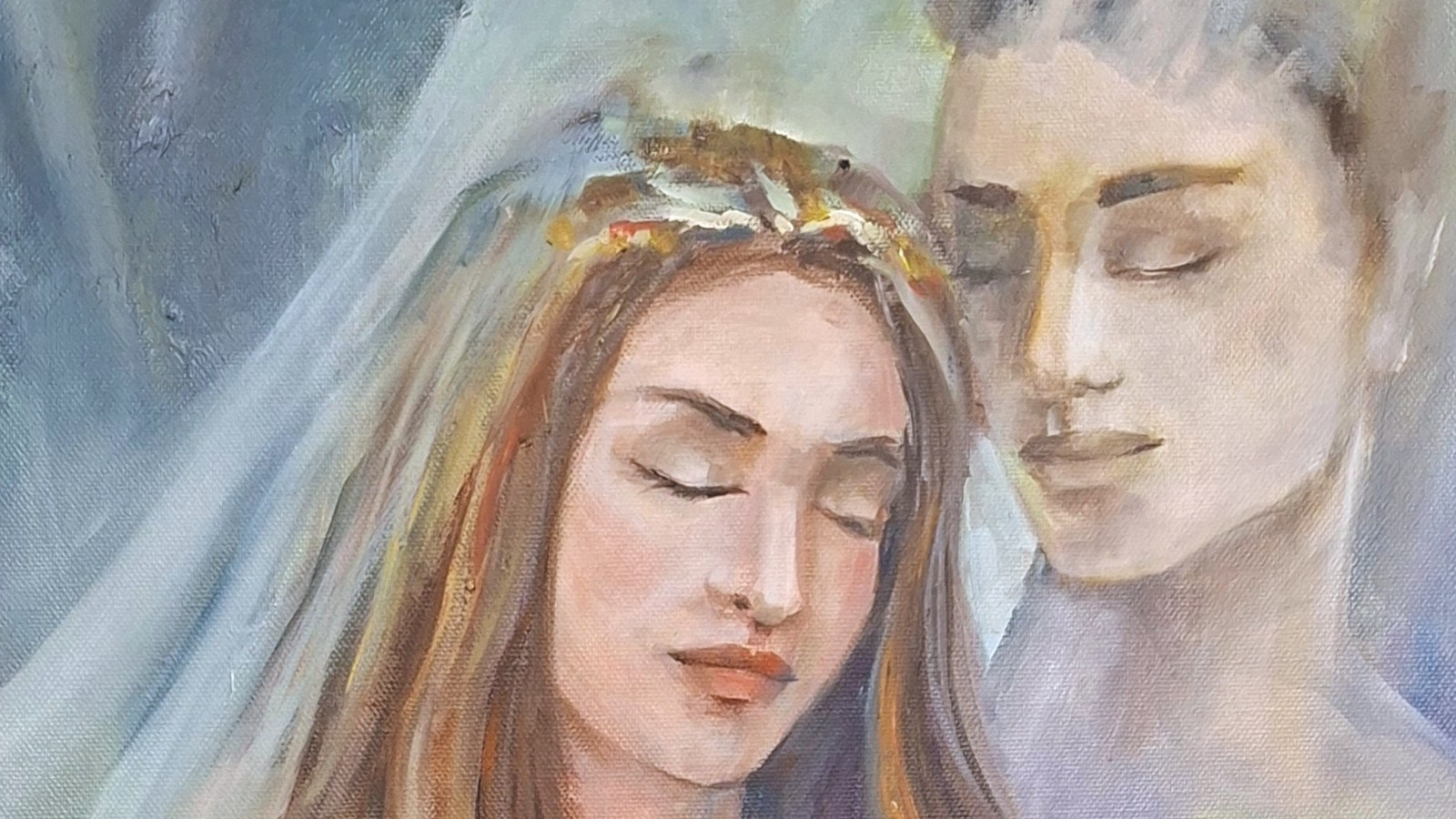 Картина Вместе. Олеся Лопатина — художник. Диалог реализма и абстракции. Живопись, сотрудничество, подкаст. Санкт‑Петербург