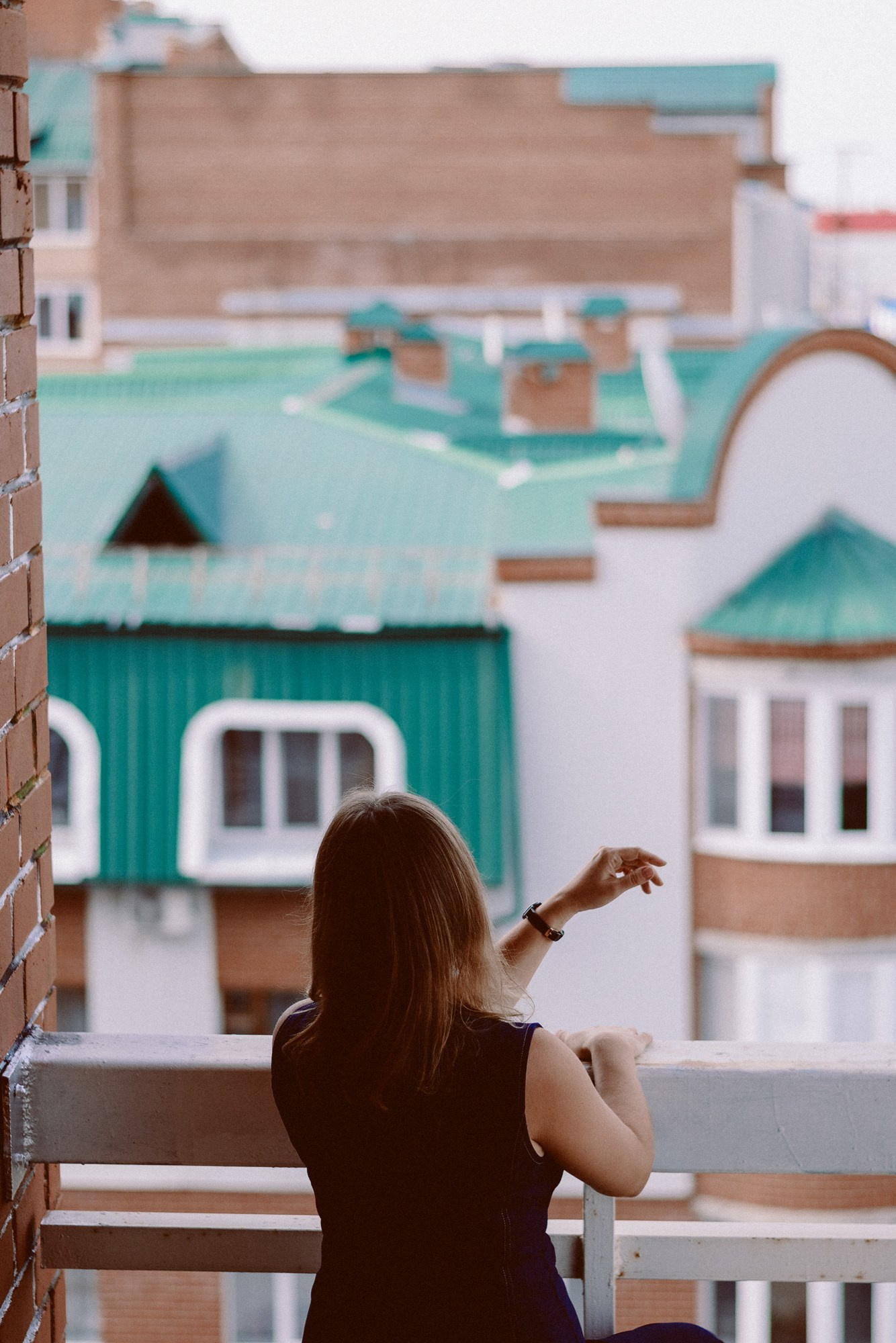 Фотосессия на пожарных лестницах в центре Тюмени, Женя