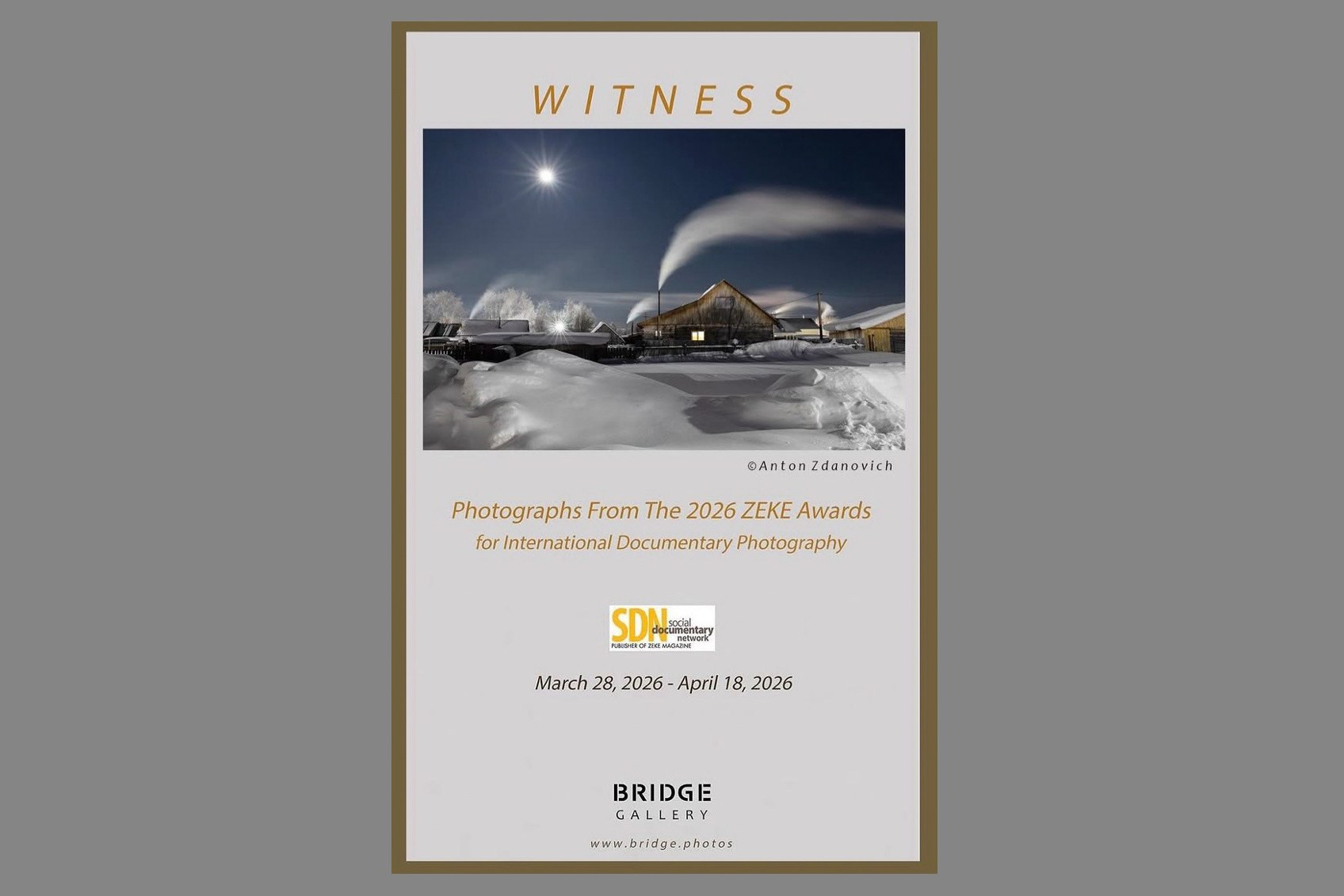 Group Exhibition “Witness”, Bridge Gallery, Cambridge, USA 2026. Documentary photographer Anton Zdanovich